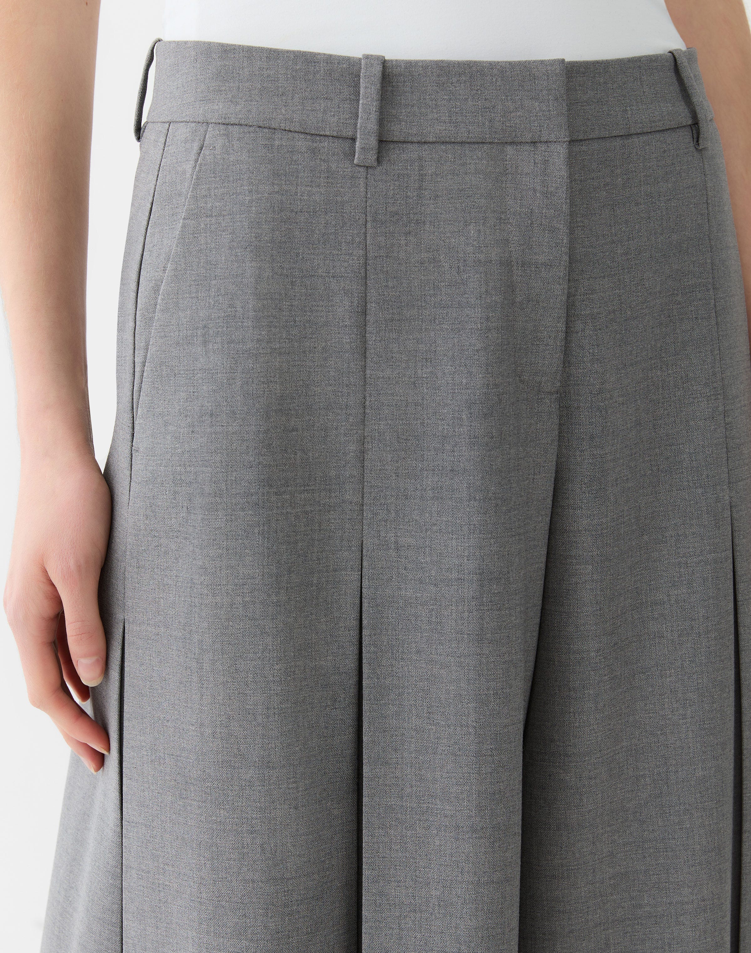 Responsible Stretch Wool Carmine Wide Leg Culotte