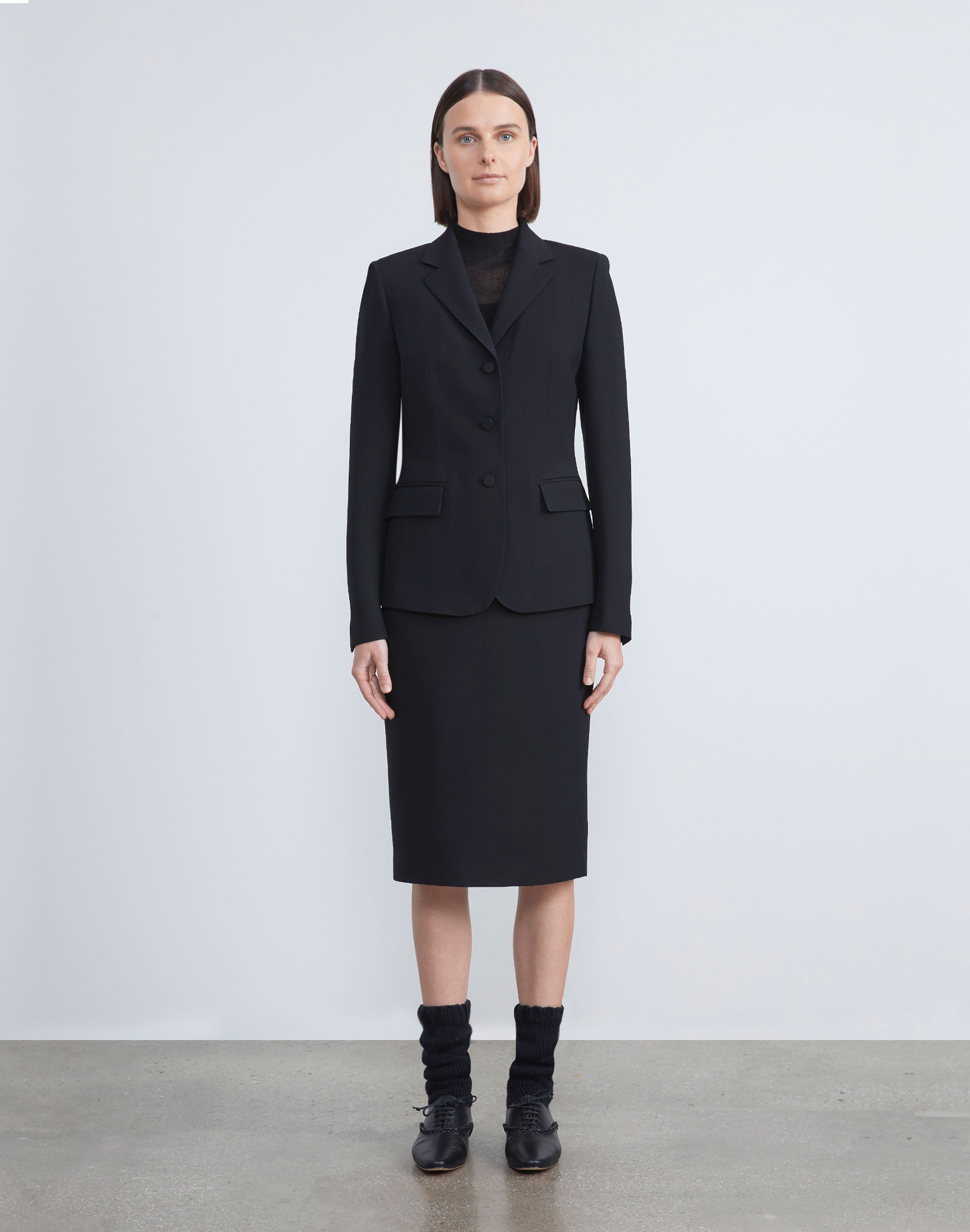 Wool-Silk Crepe Pencil Skirt