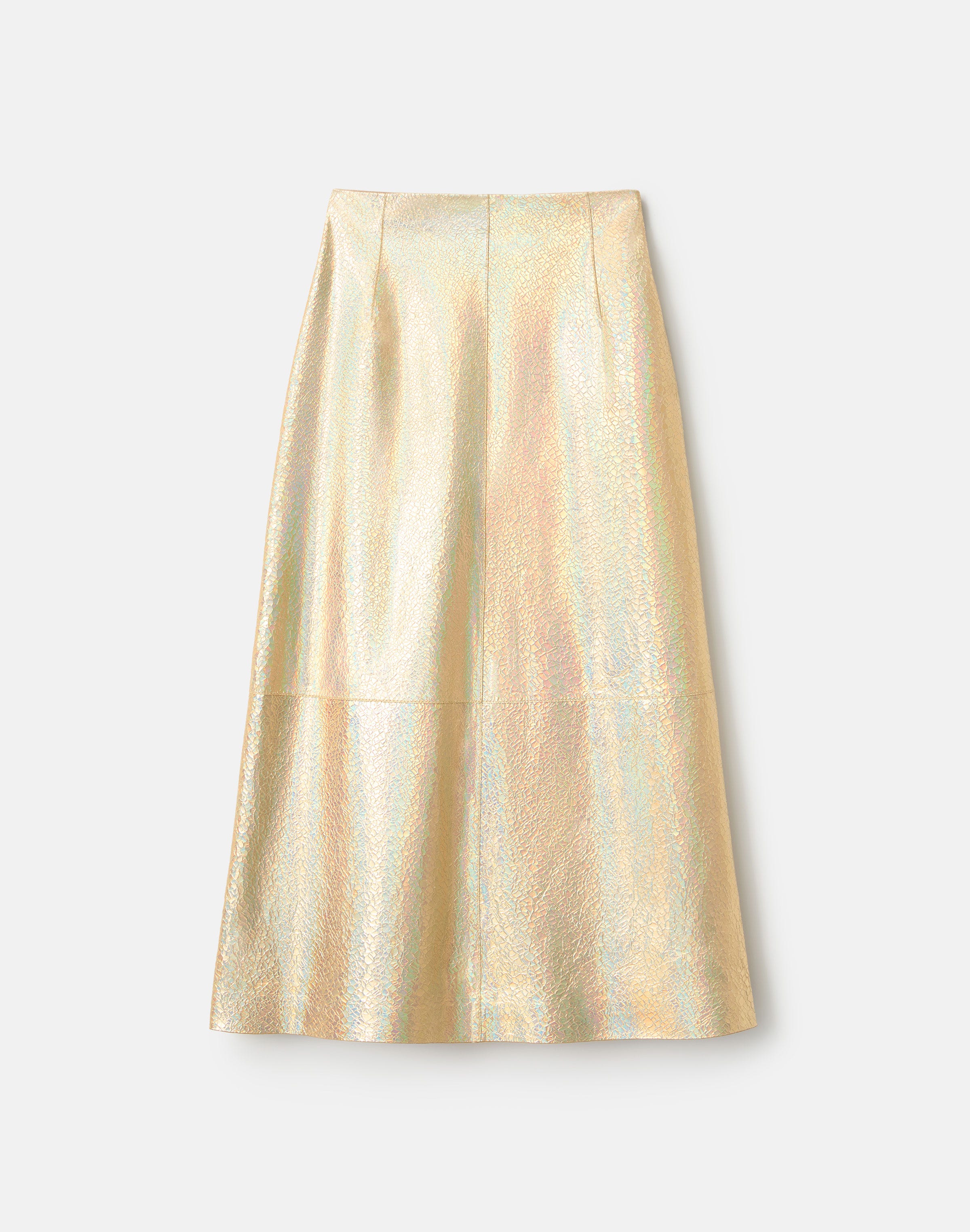 Iridescent Crackle Suede A-Line Skirt