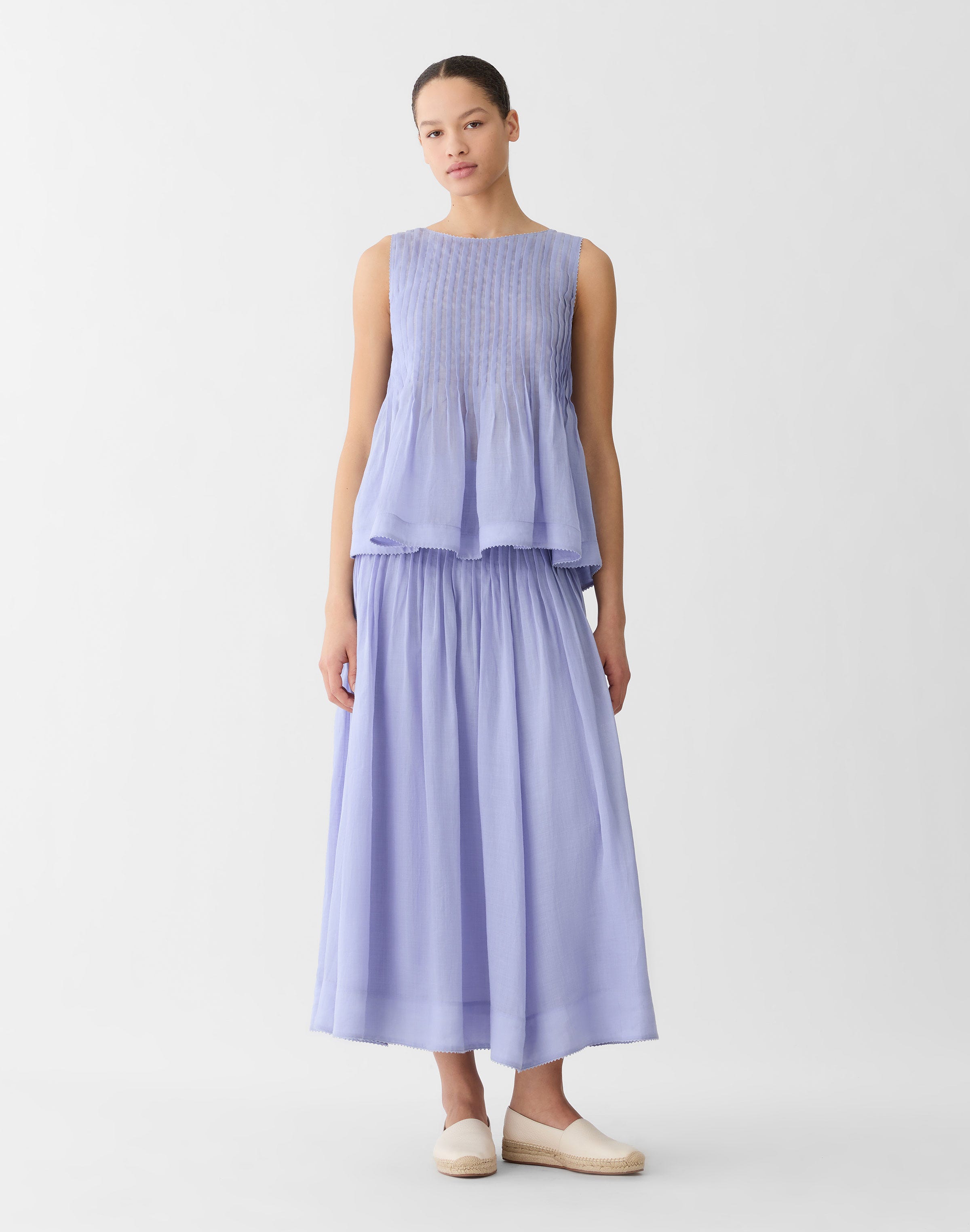 Gemma Cloth Voile Hand Pintucked Maxi Skirt