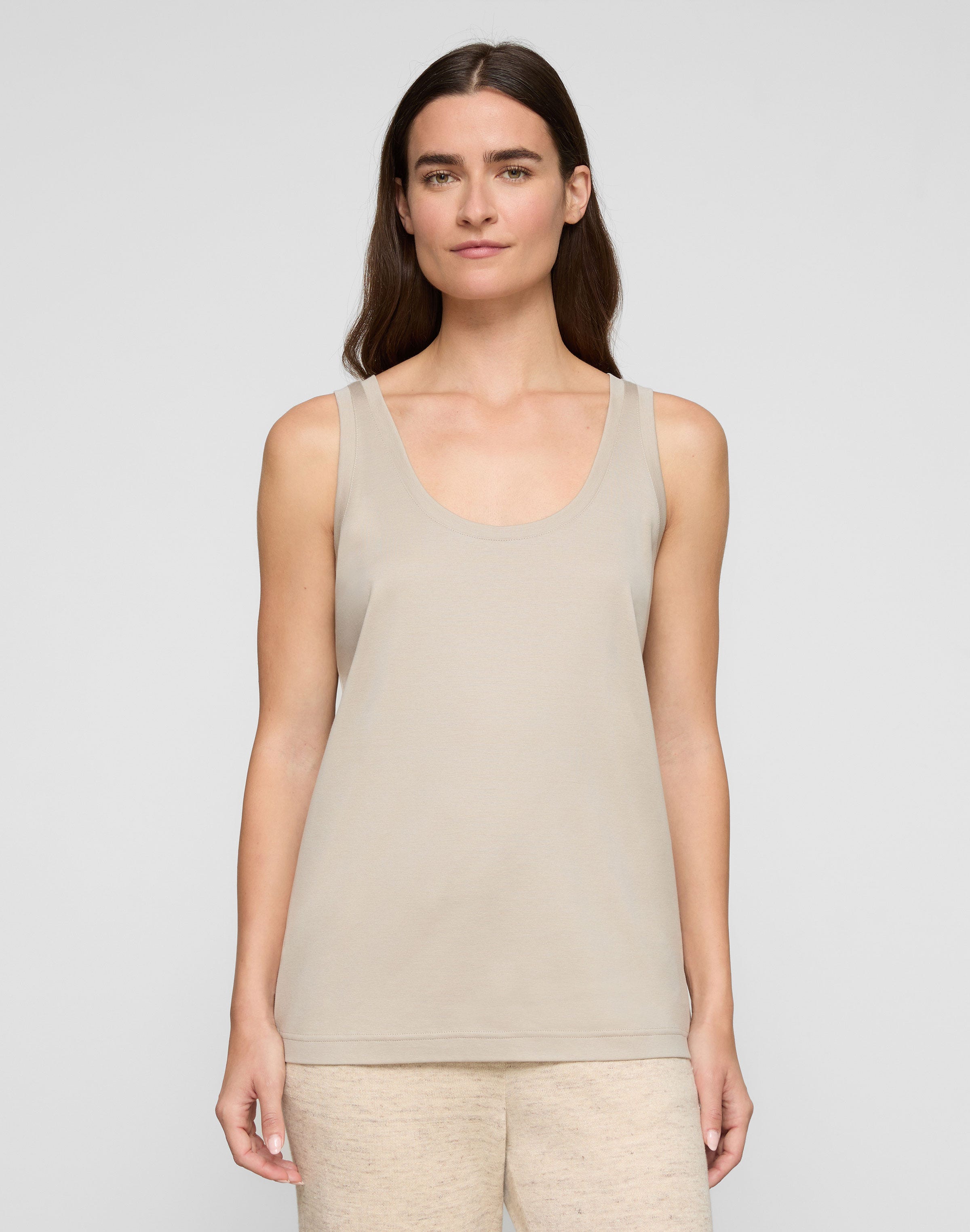 Cotton-Silk Jersey Scoop Neck Tank