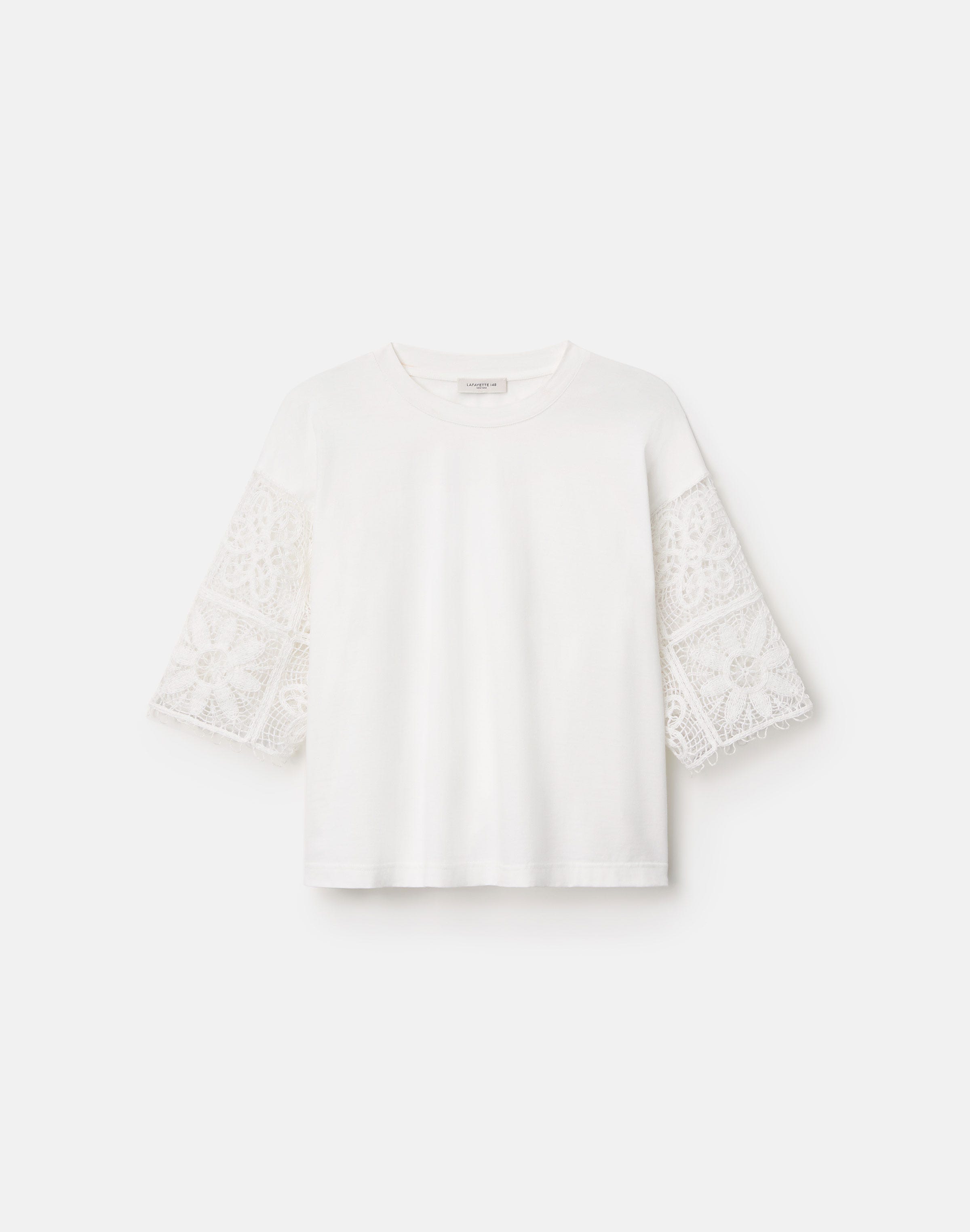 Cotton Jersey & Embroidered Lace Top