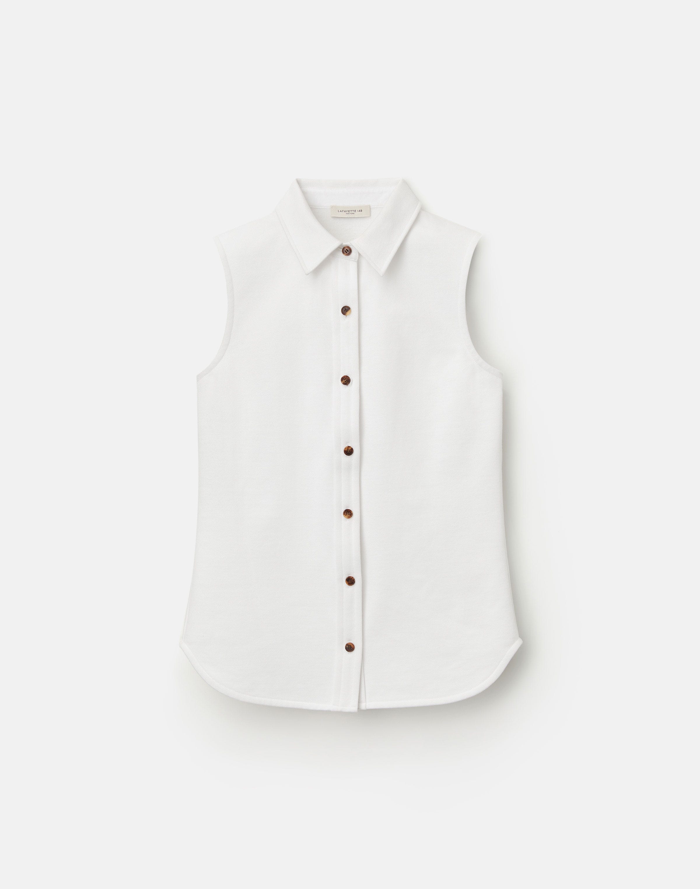 Cotton Piqué Jersey  Button Front Top