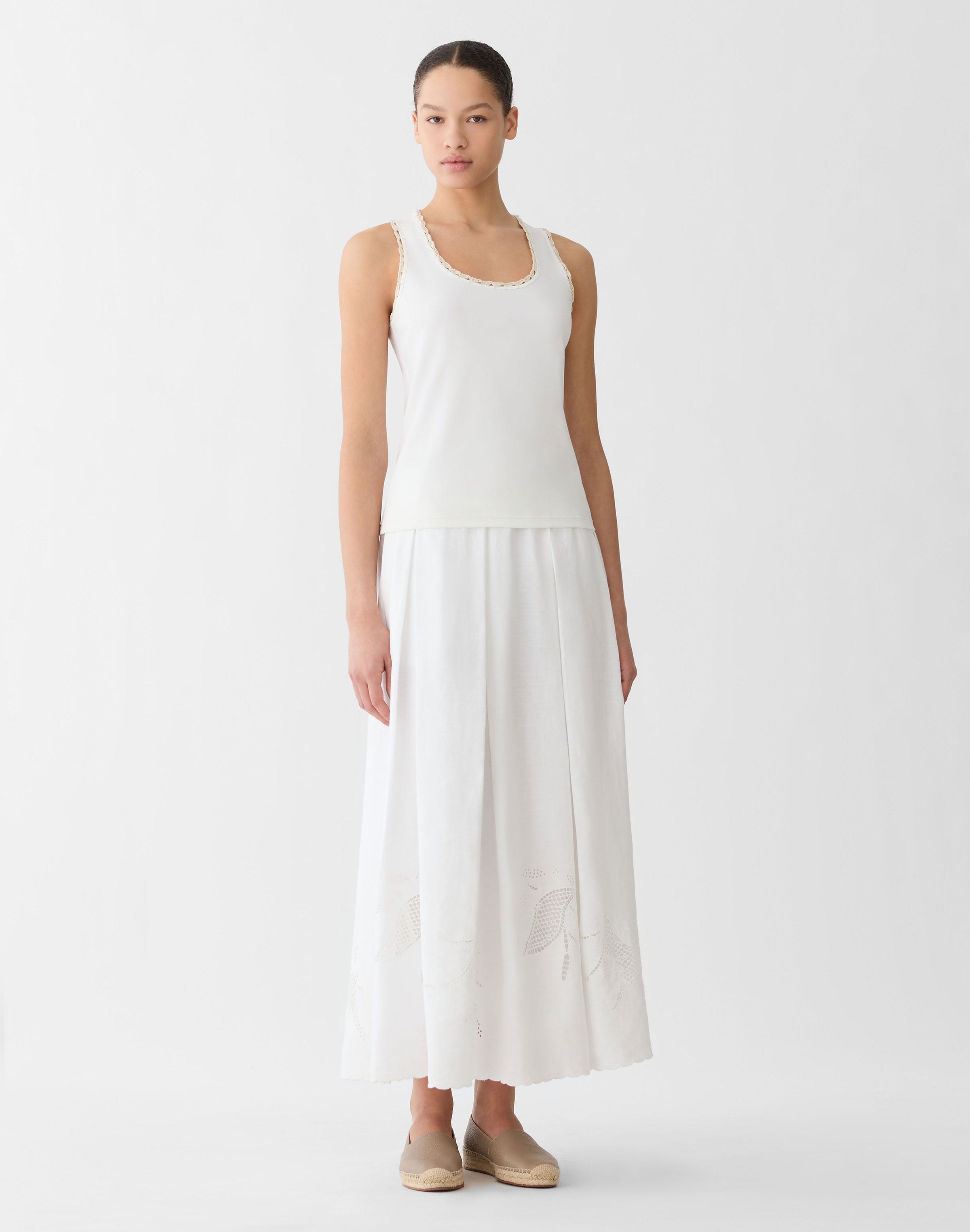 Cotton Rib Crochet Trim Tank