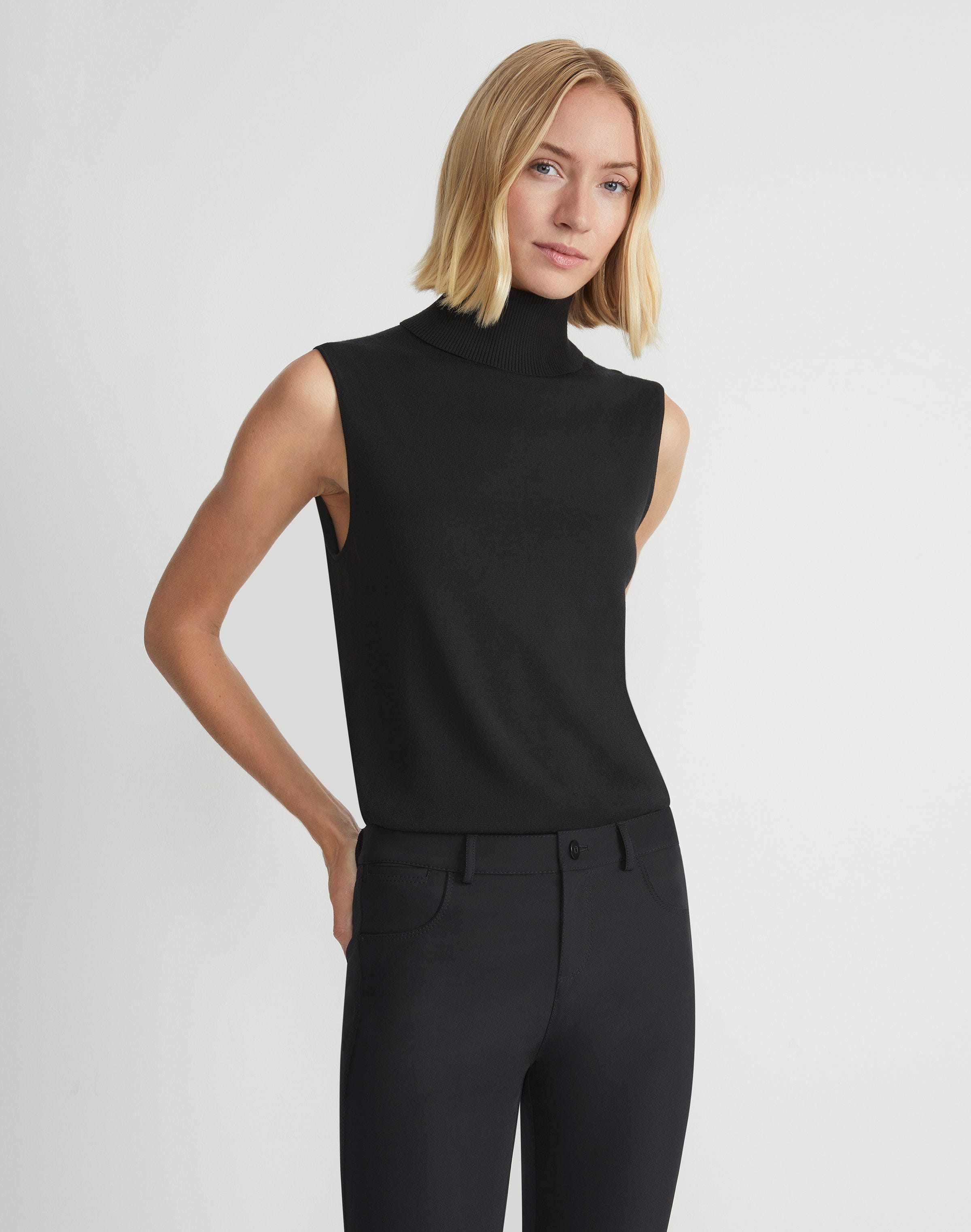 Responsible Matte Crepe Sleeveless Turtleneck