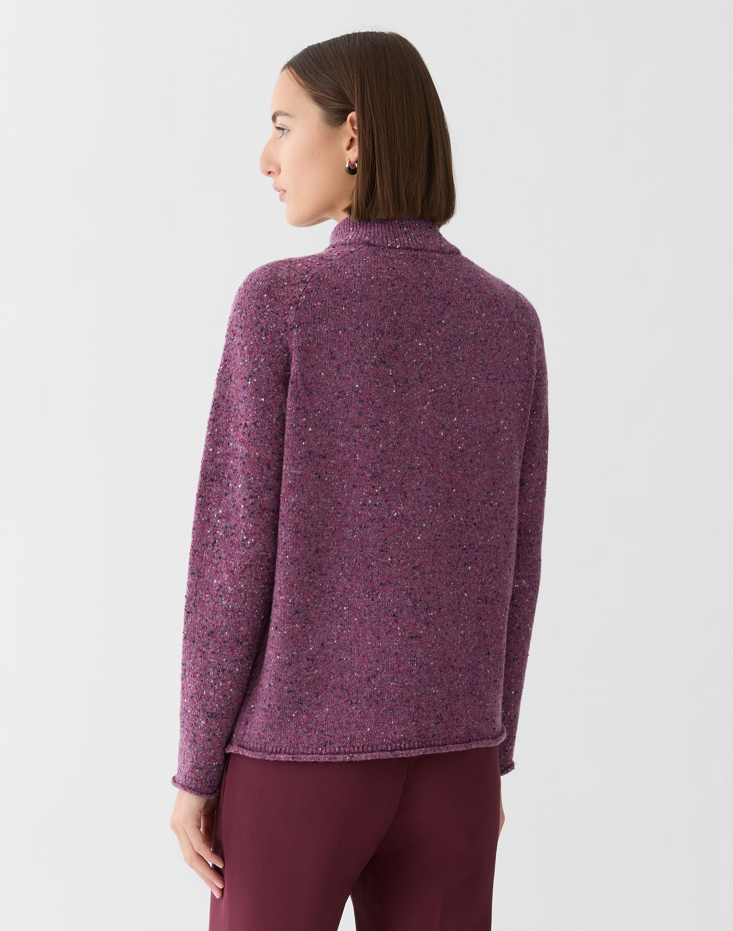 Cashmere Donegal Zip Front Cardigan