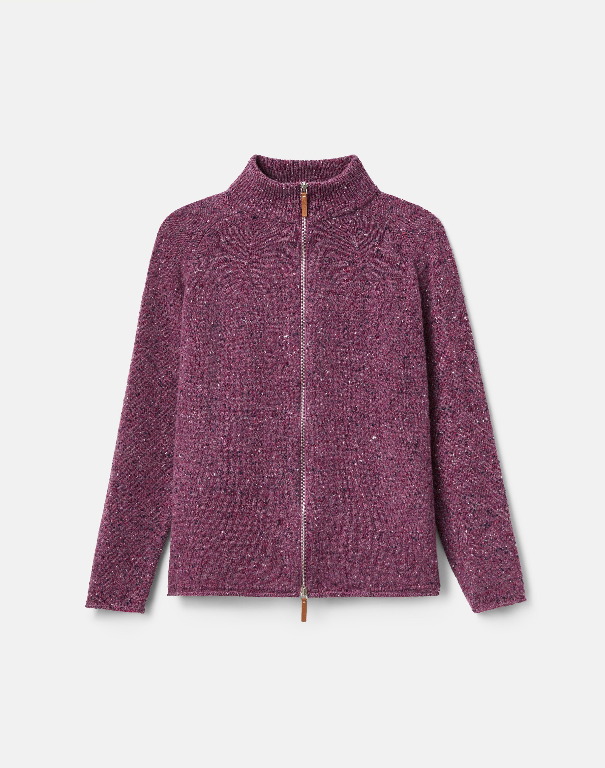 Cashmere Donegal Zip Front Cardigan
