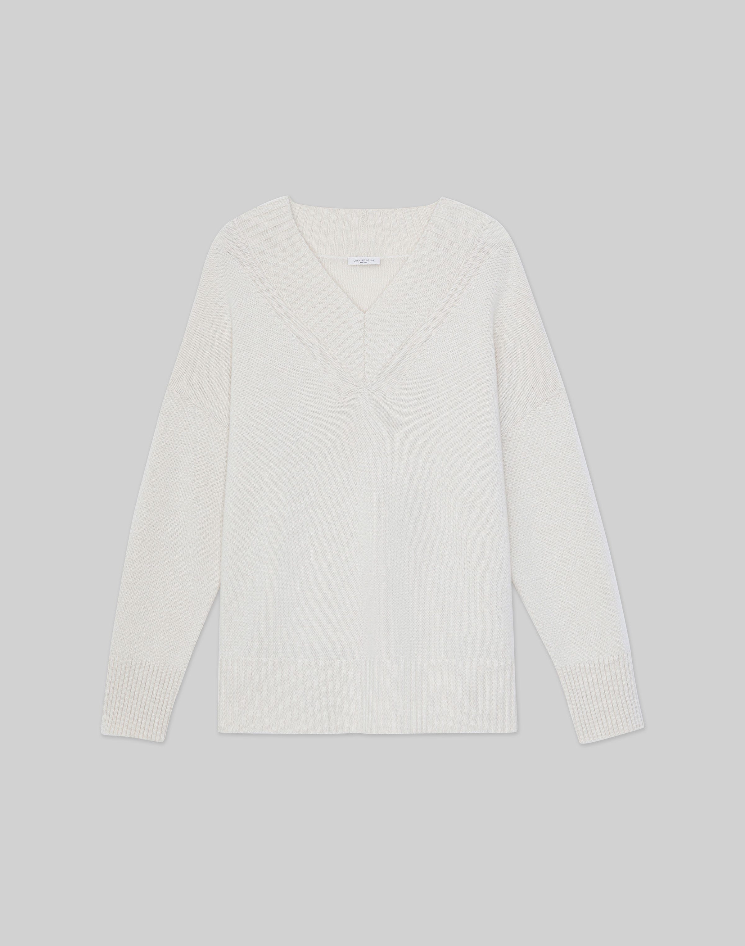 Cashmere Ribbed V-Neck Sweater