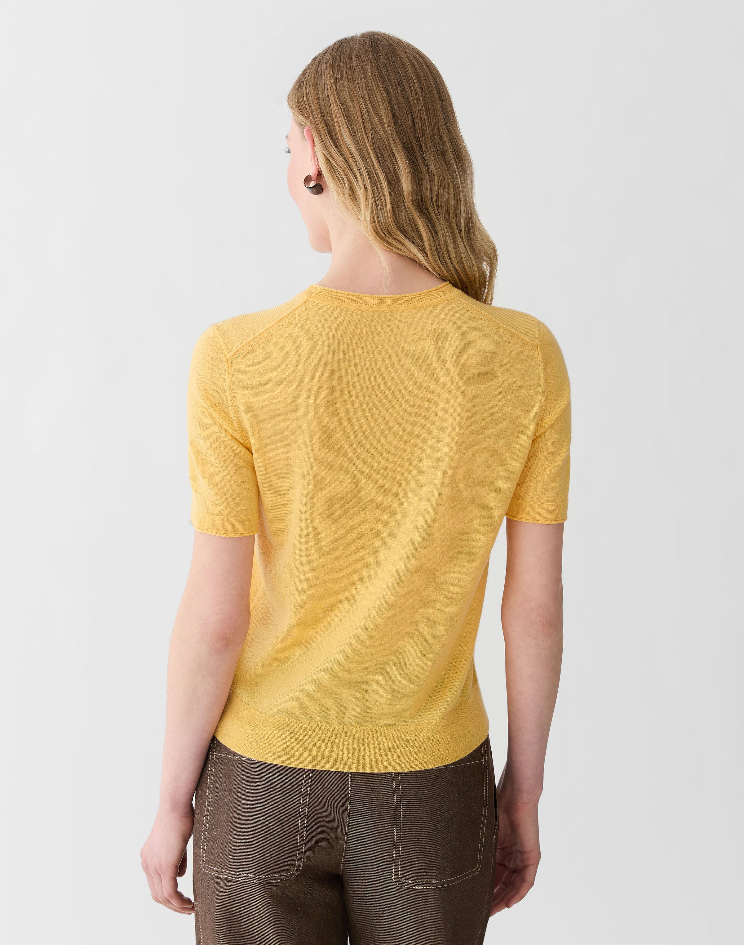 Fine Gauge Cashmere Crewneck Short Sleeve Sweater