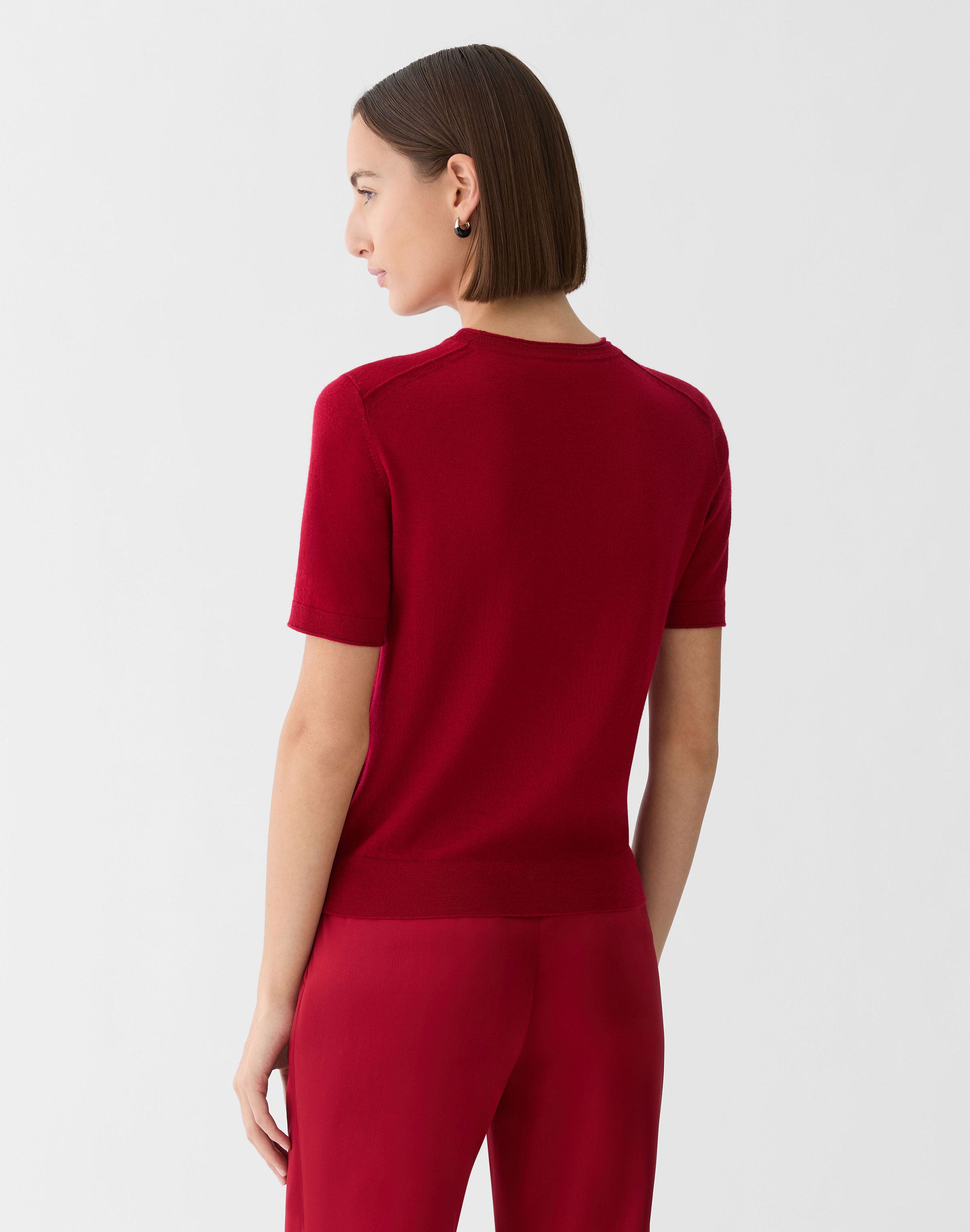 Plus-Size Fine Gauge Cashmere Crewneck Short Sleeve Sweater
