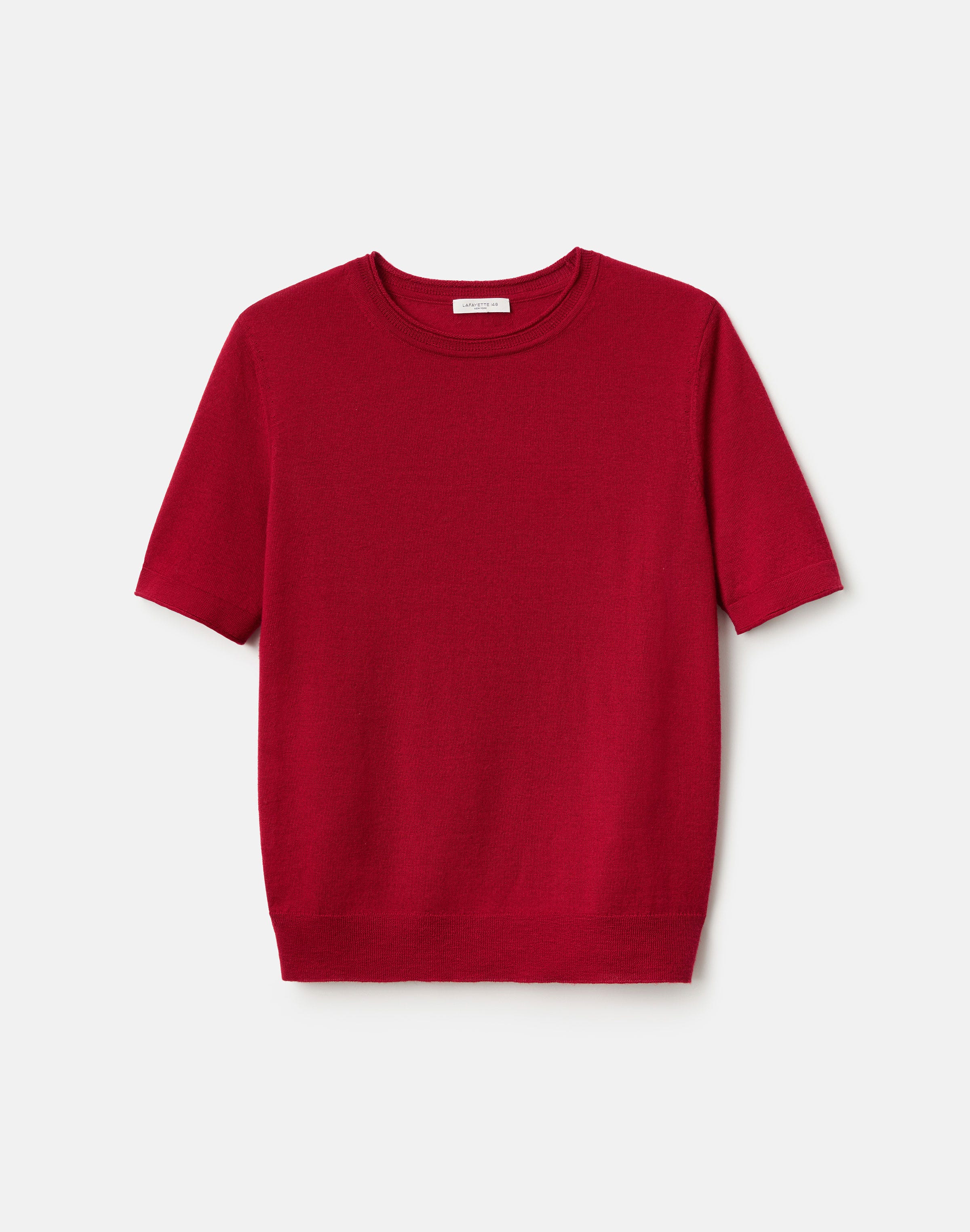 Plus-Size Fine Gauge Cashmere Crewneck Short Sleeve Sweater