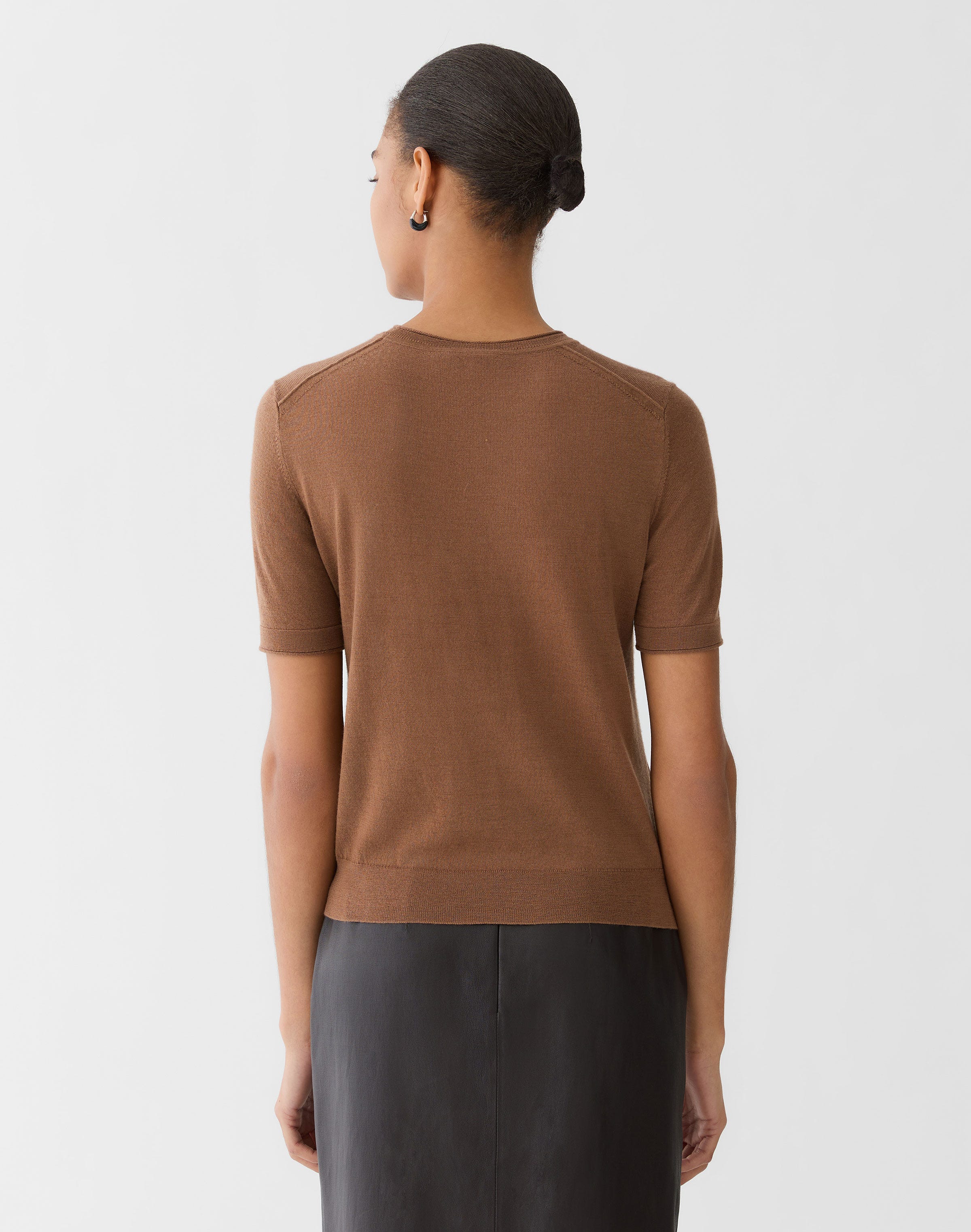 Plus-Size Fine Gauge Cashmere Crewneck Short Sleeve Sweater