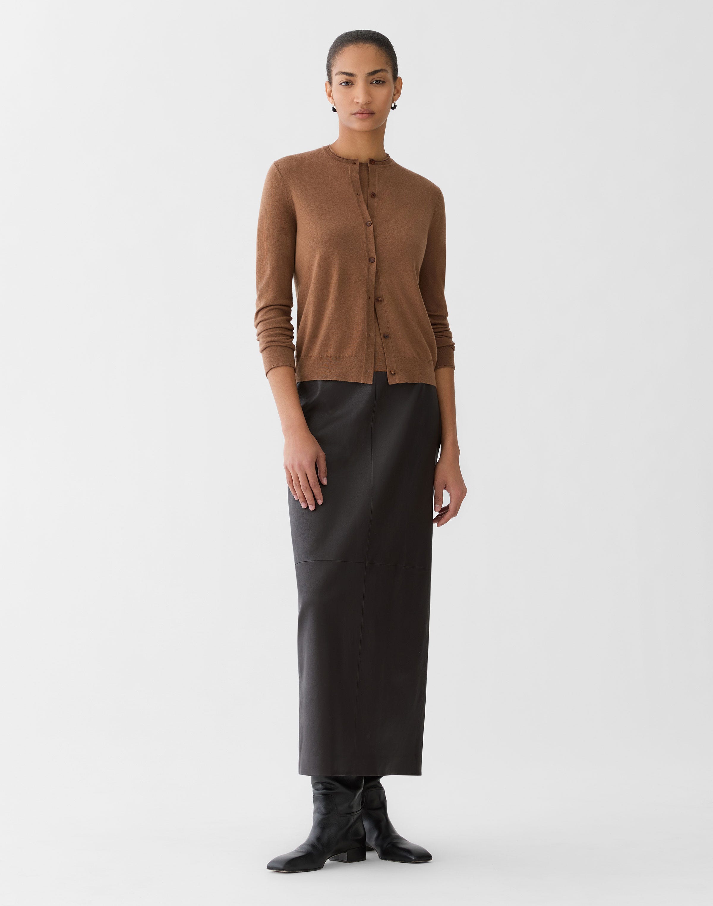 Plus-Size Fine Gauge Cashmere Cardigan