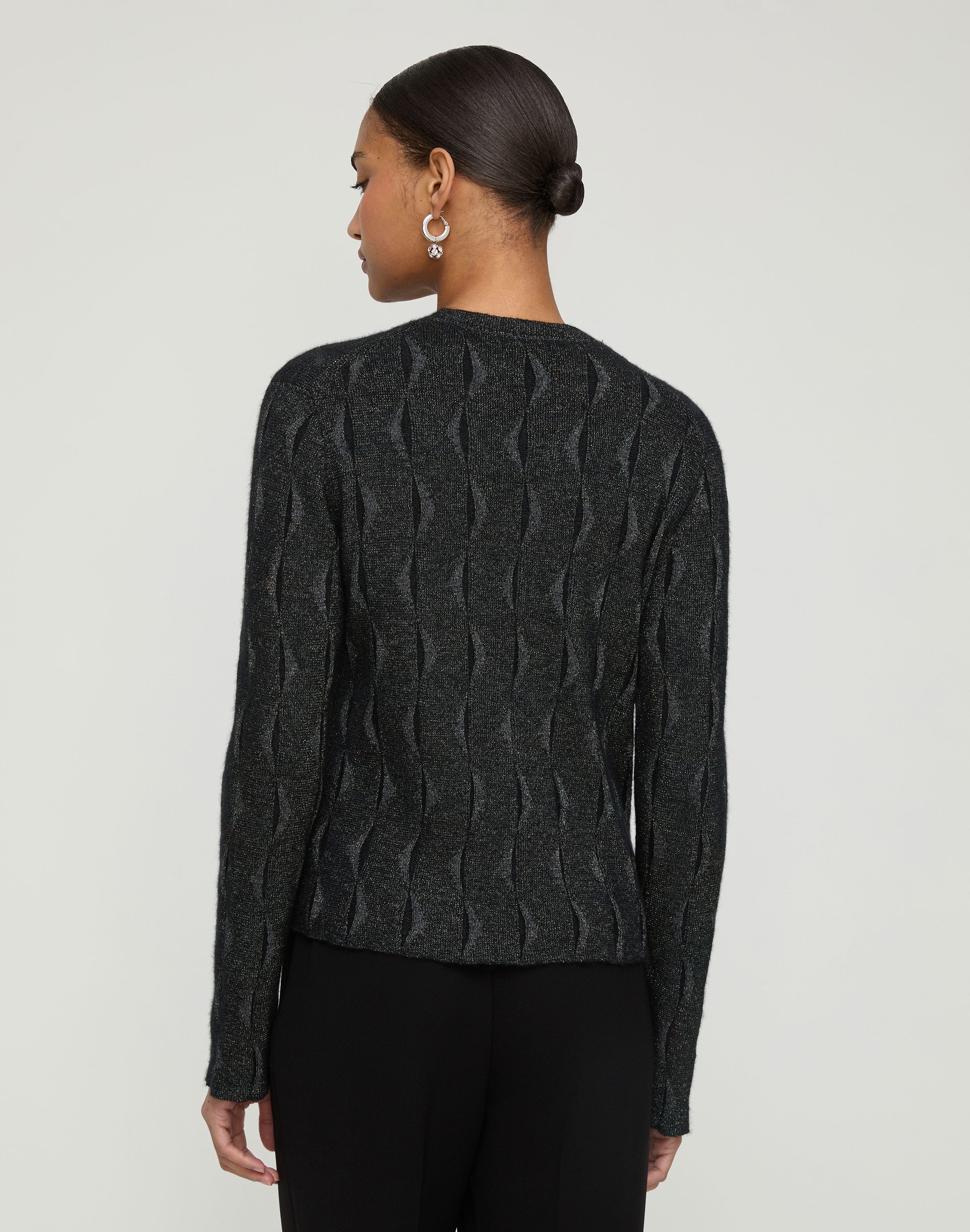 Iridescent Fine Gauge Cashmere Button Front Cardigan