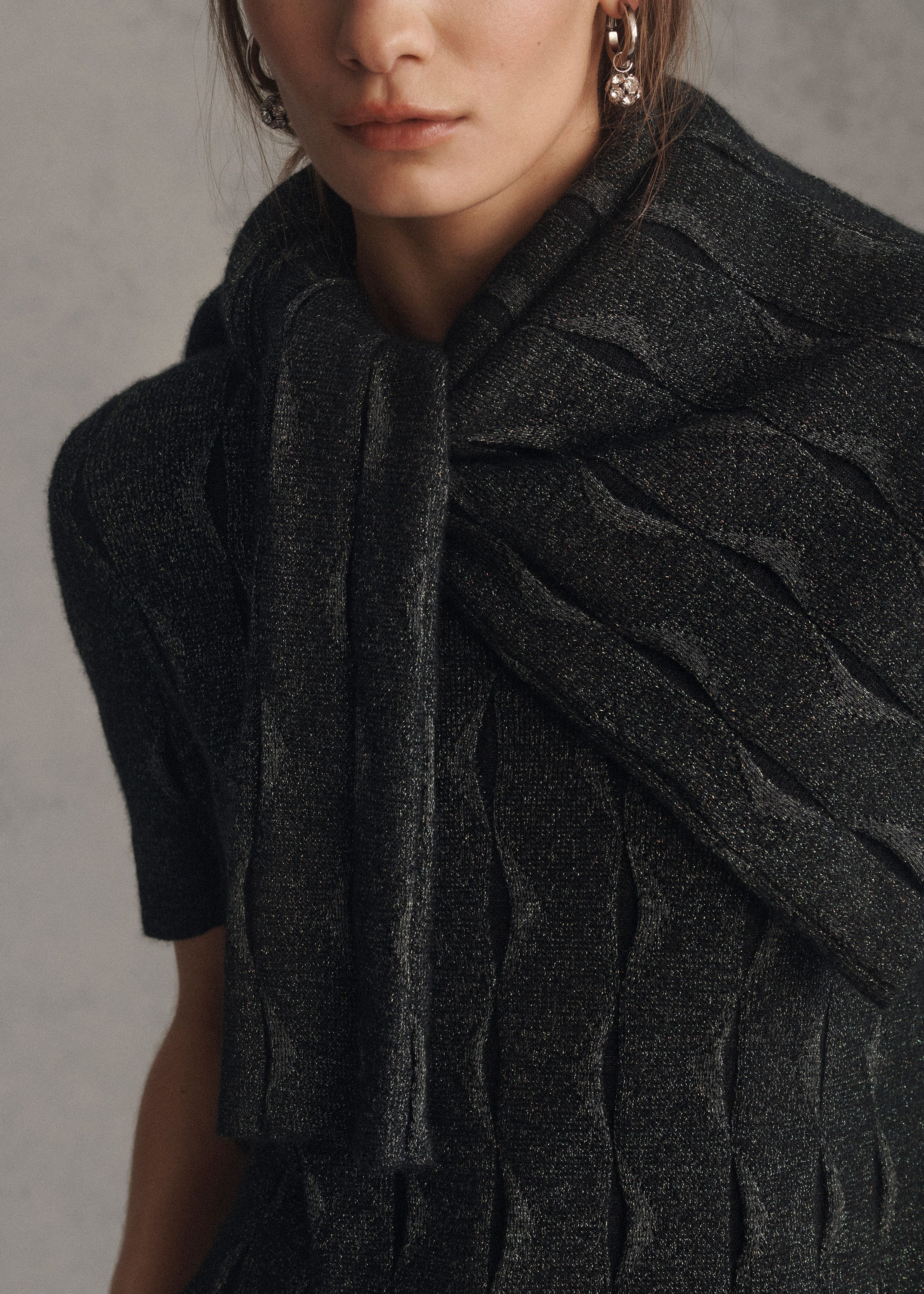 Iridescent Fine Gauge Cashmere Button Front Cardigan