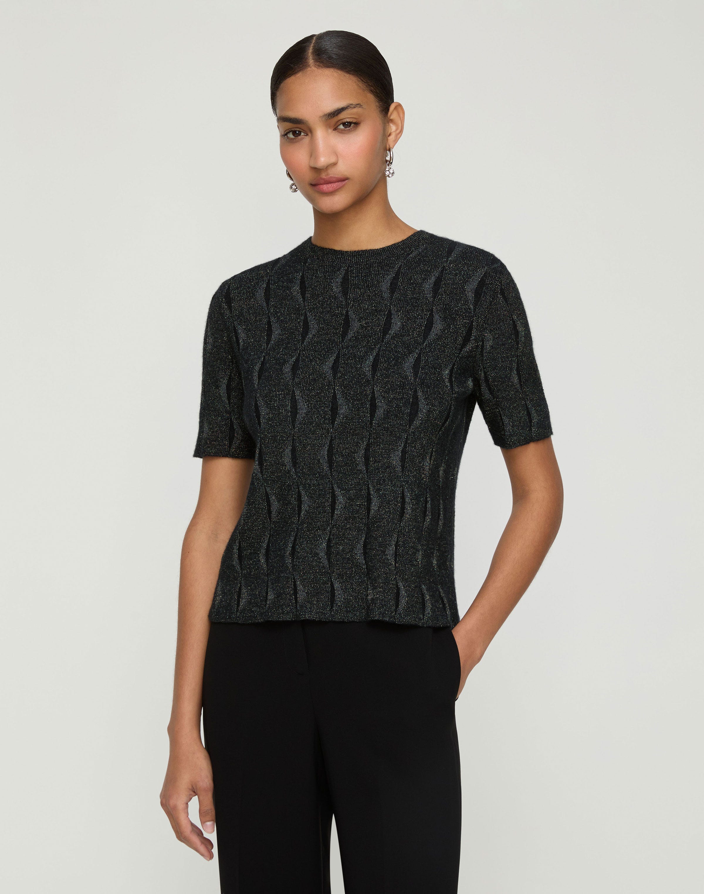 Iridescent Fine Gauge Cashmere Crewneck Sweater