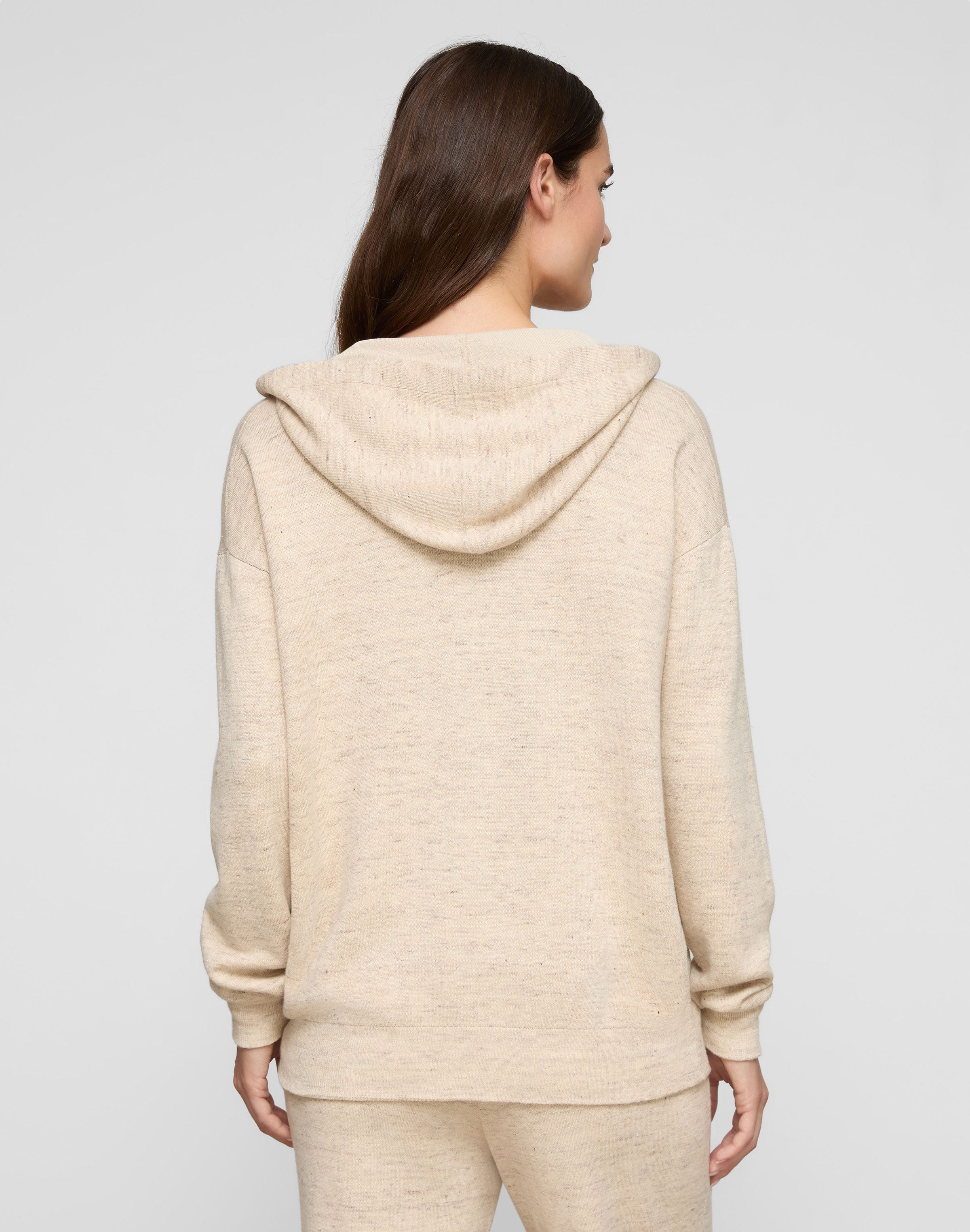 Fine Linen-Cotton Knit Hoodie