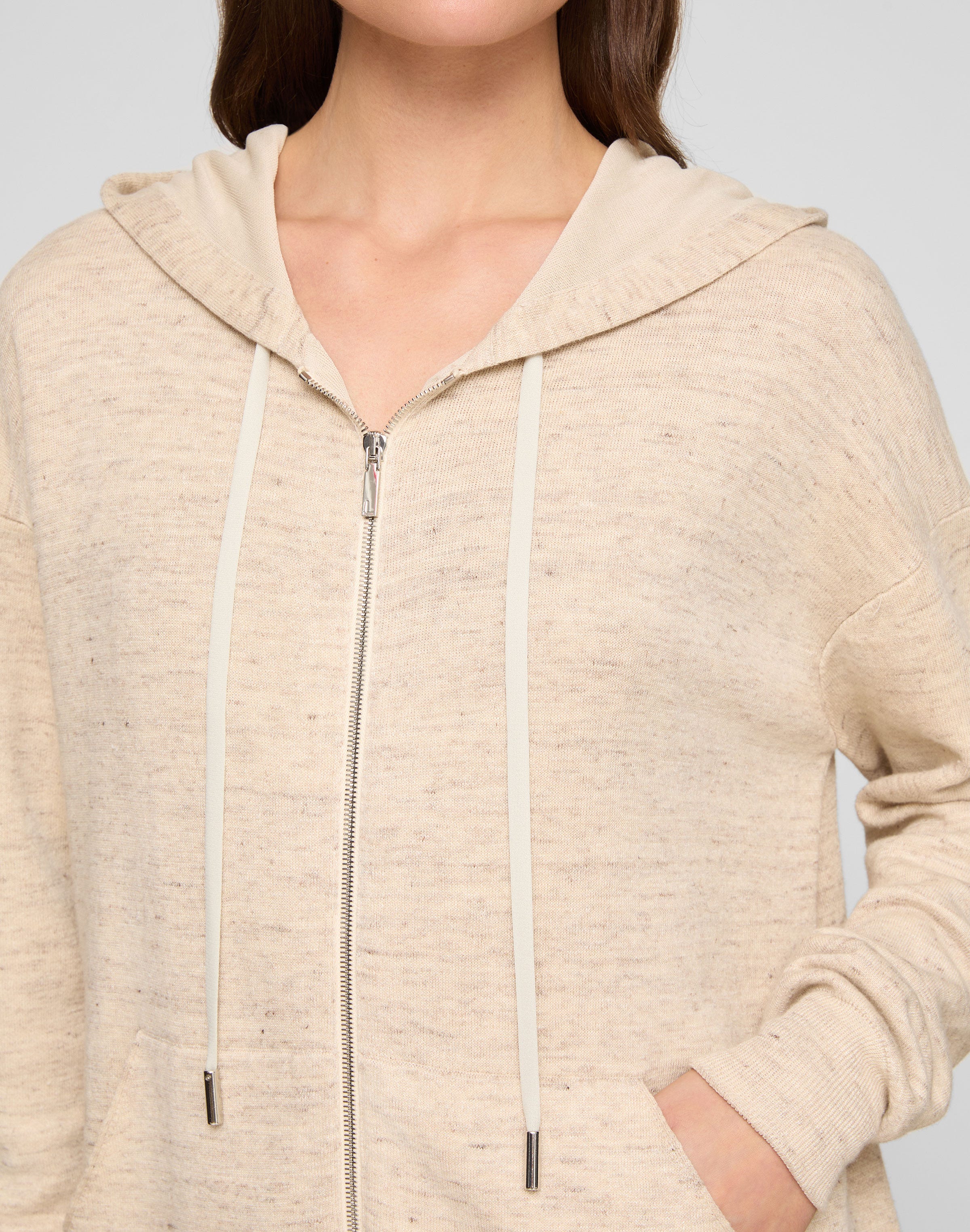 Fine Linen-Cotton Knit Hoodie