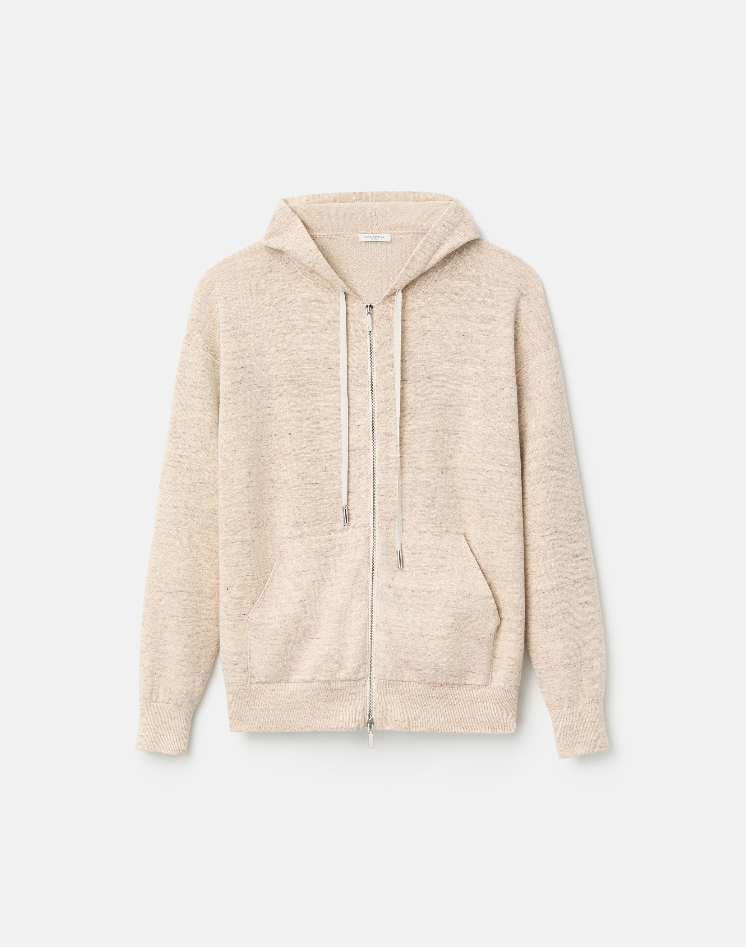 Fine Linen-Cotton Knit Hoodie