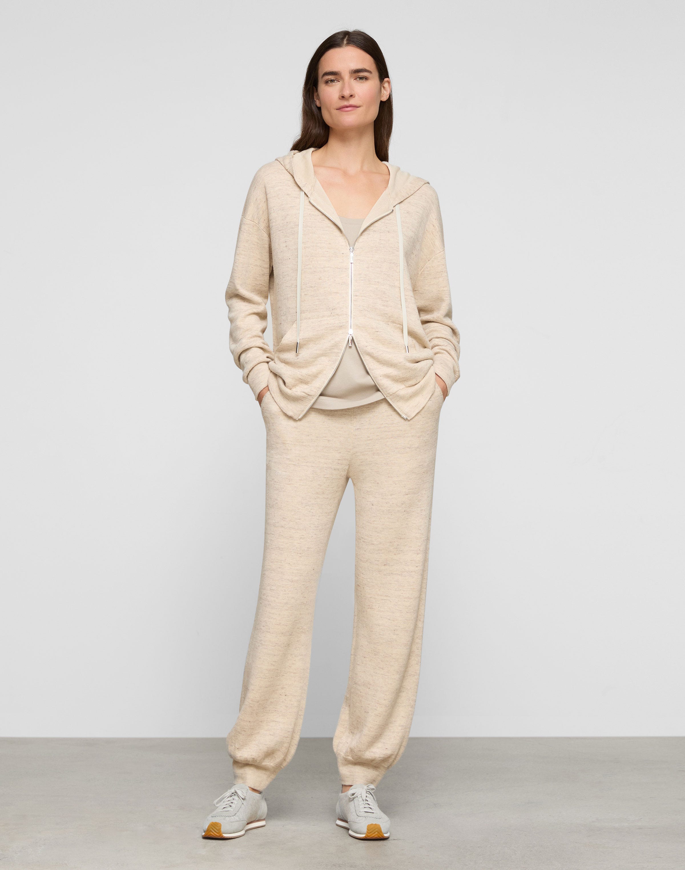 Fine Linen-Cotton Knit Hoodie