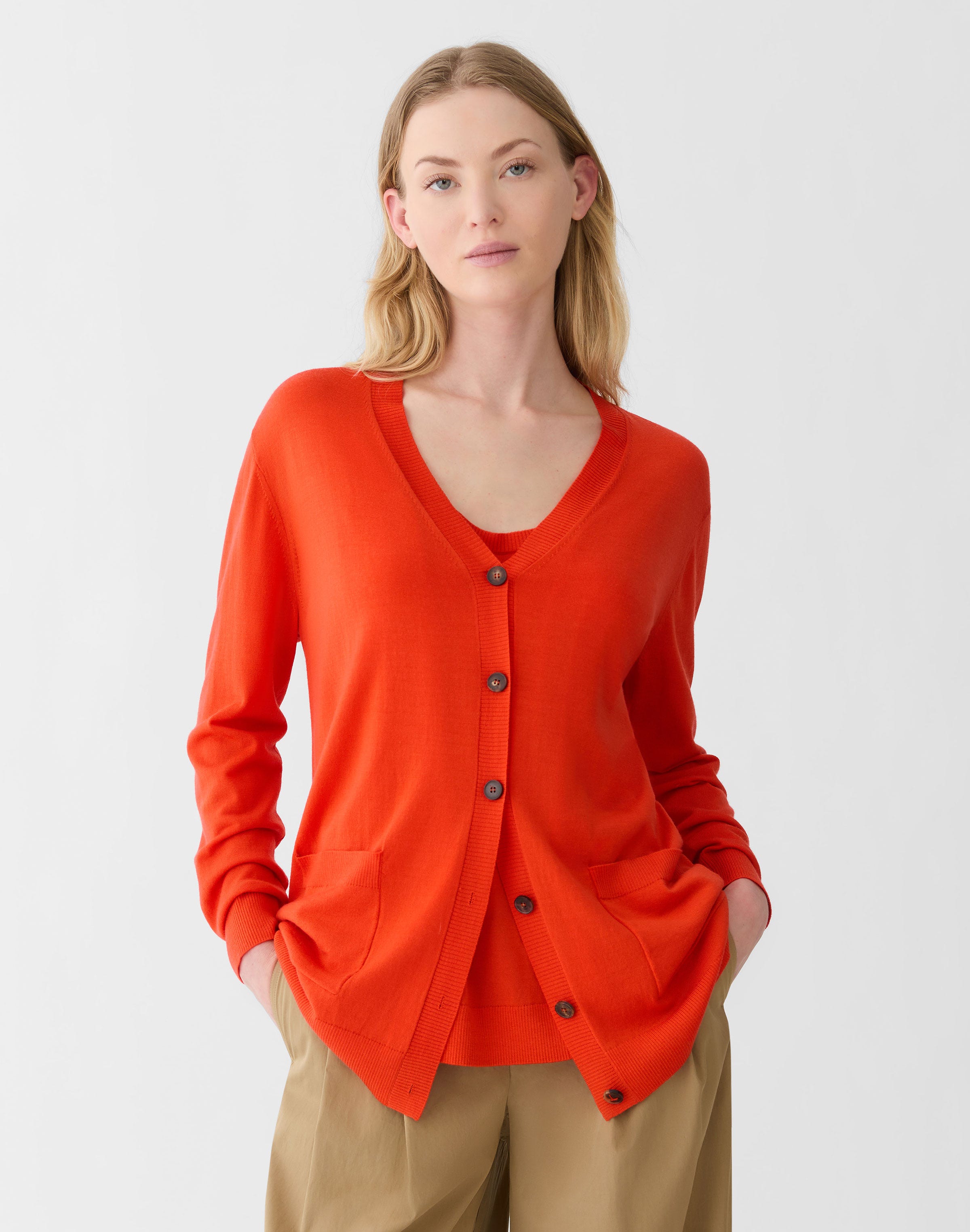 Plus-Size Superfine Merino Wool Cardigan