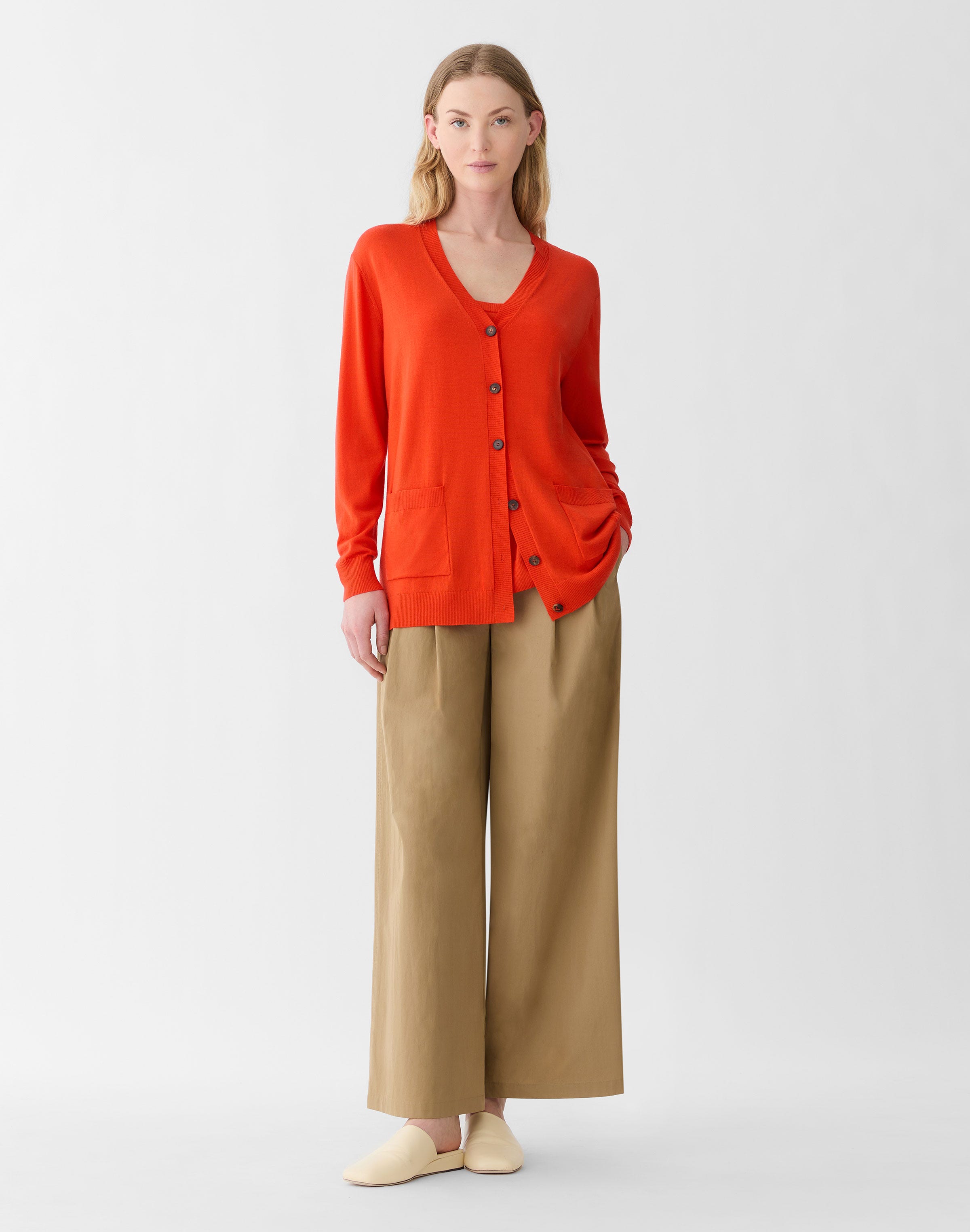 Plus-Size Superfine Merino Wool Cardigan