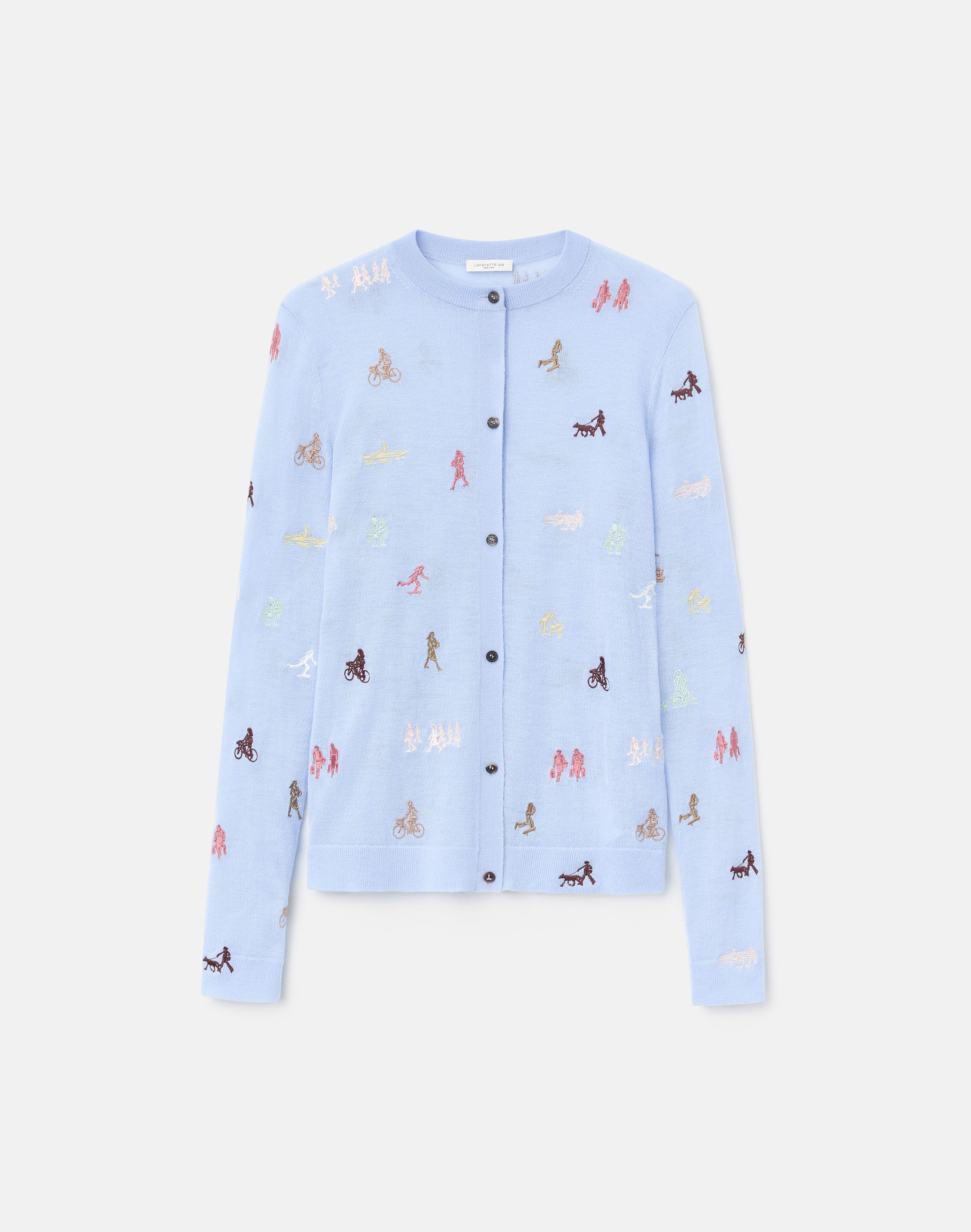 Fine Gauge Cashmere Embroidered New Yorkers Cardigan