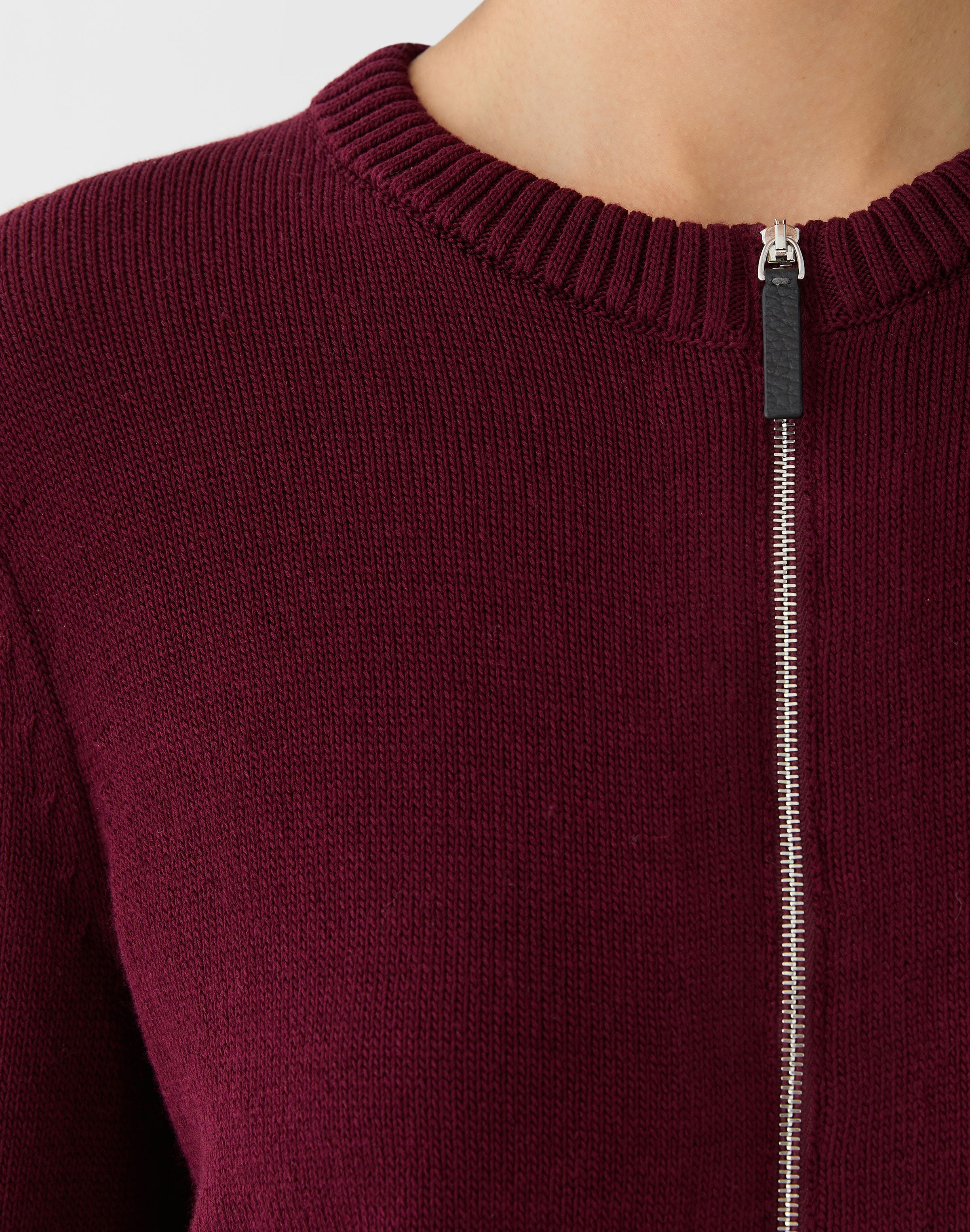Petite Cotton-Silk Crewneck Bomber Cardigan