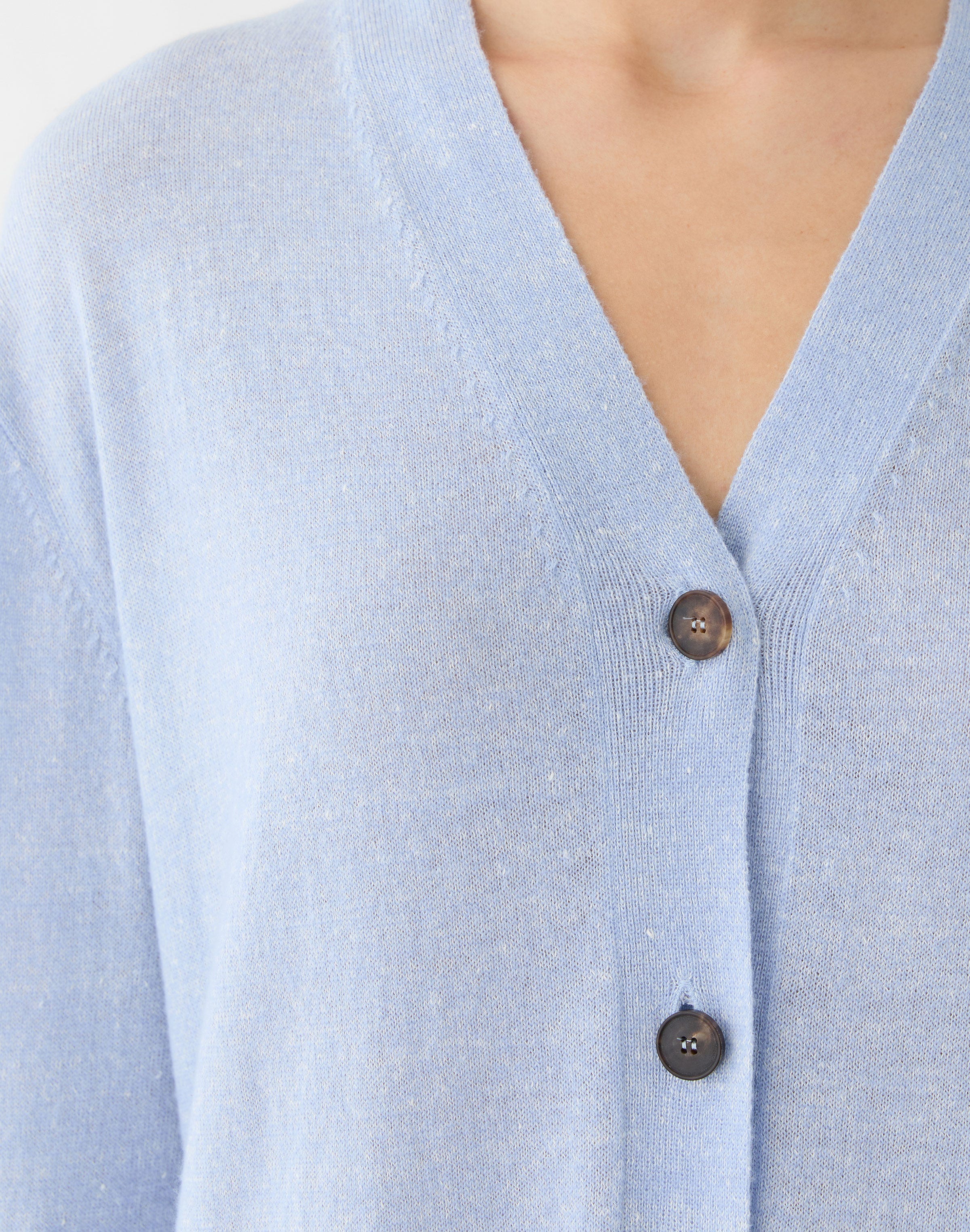 Plus-Size Cashmere-Linen Side Slit Long Cardigan