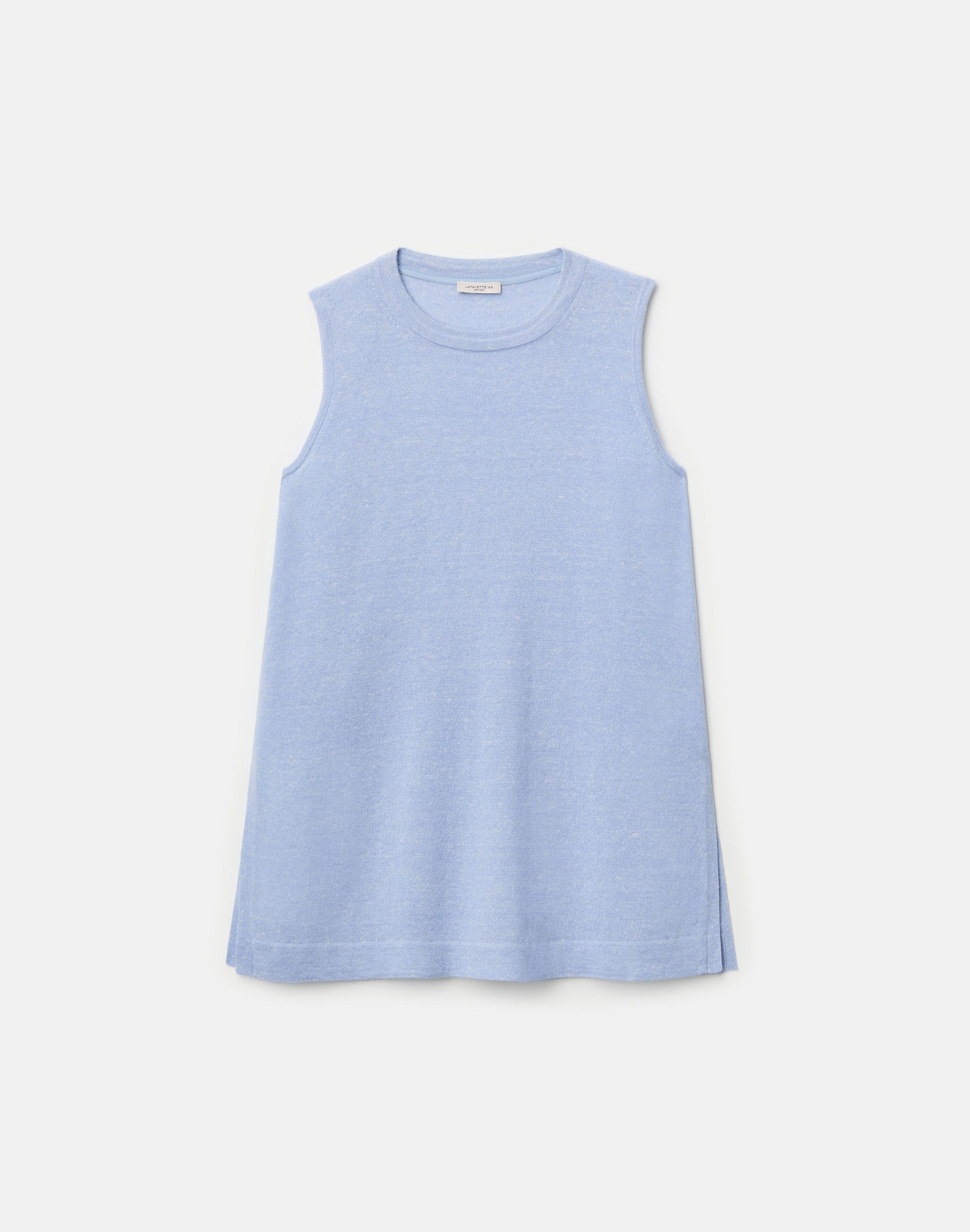 Cashmere-Linen Side Slit Tunic Sweater