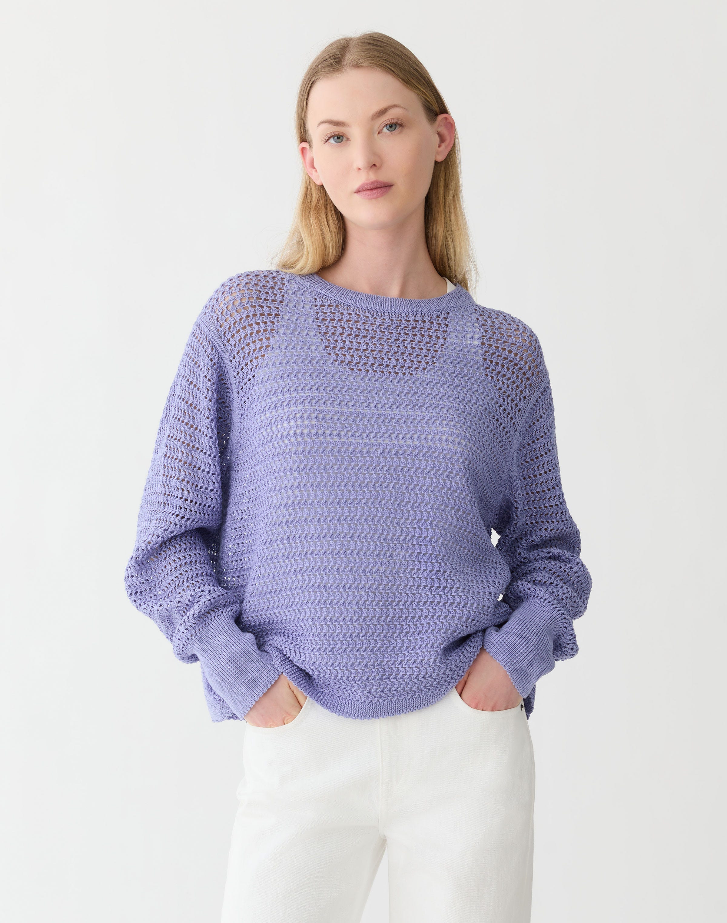 Fine Cotton Rope Open Knit Sweater