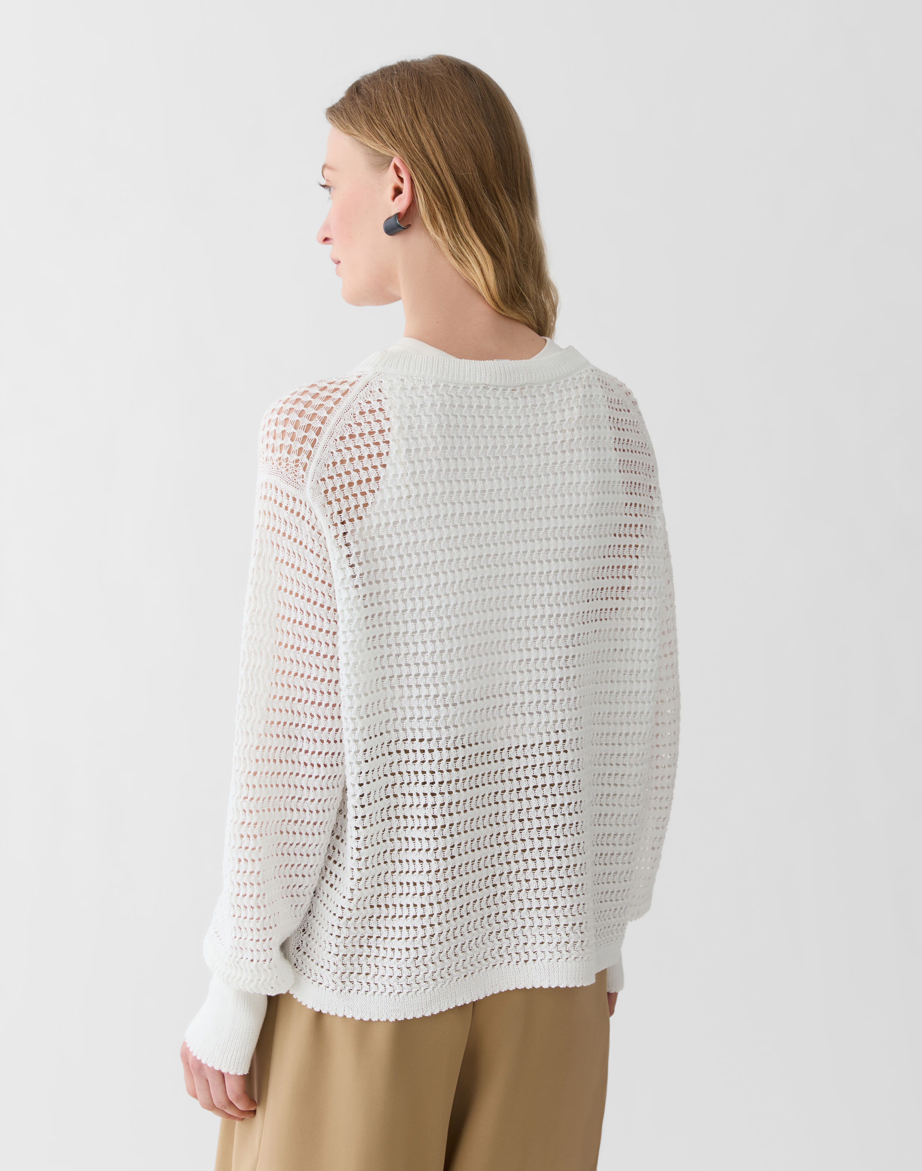 Fine Cotton Rope Open Knit Sweater