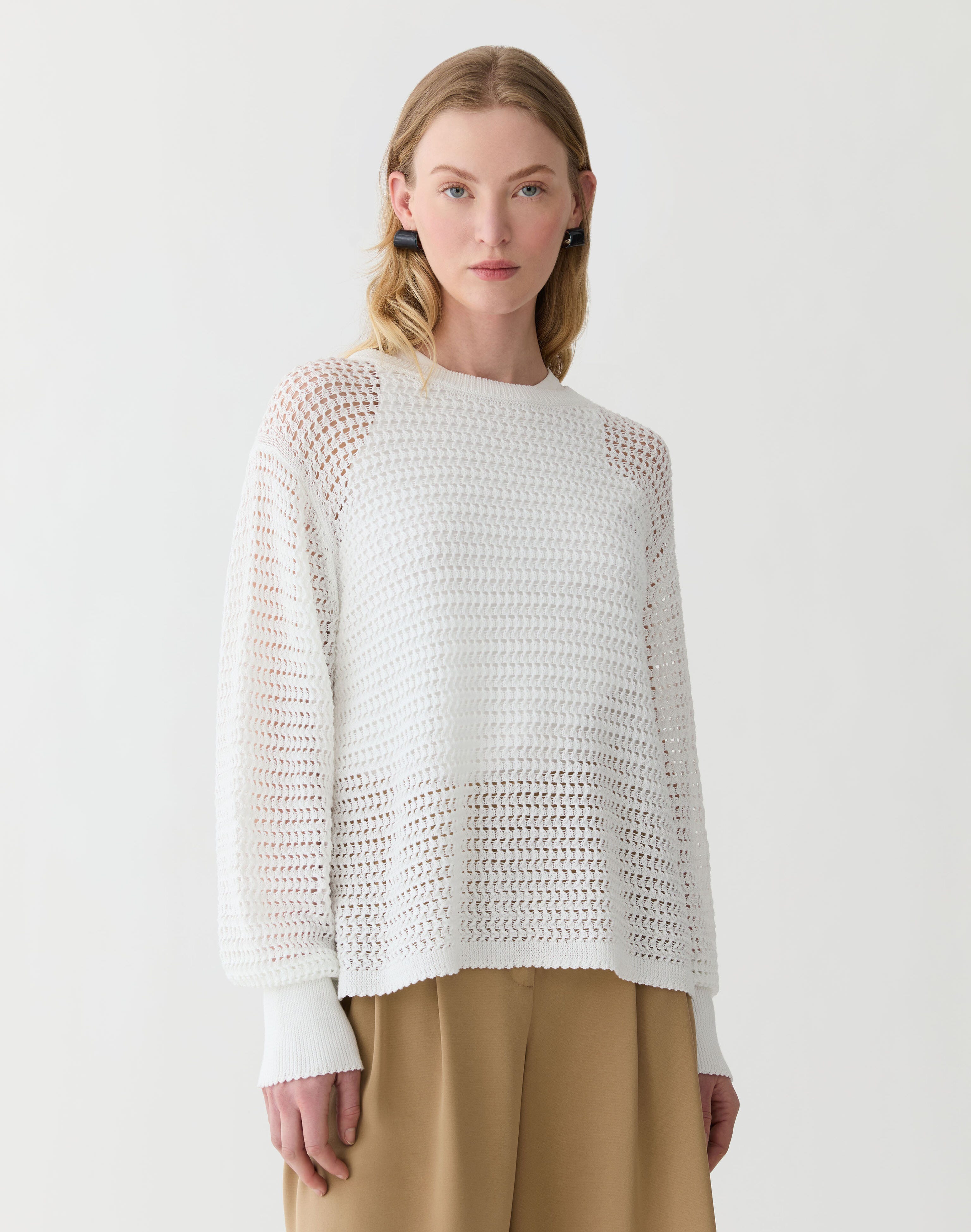 Fine Cotton Rope Open Knit Sweater
