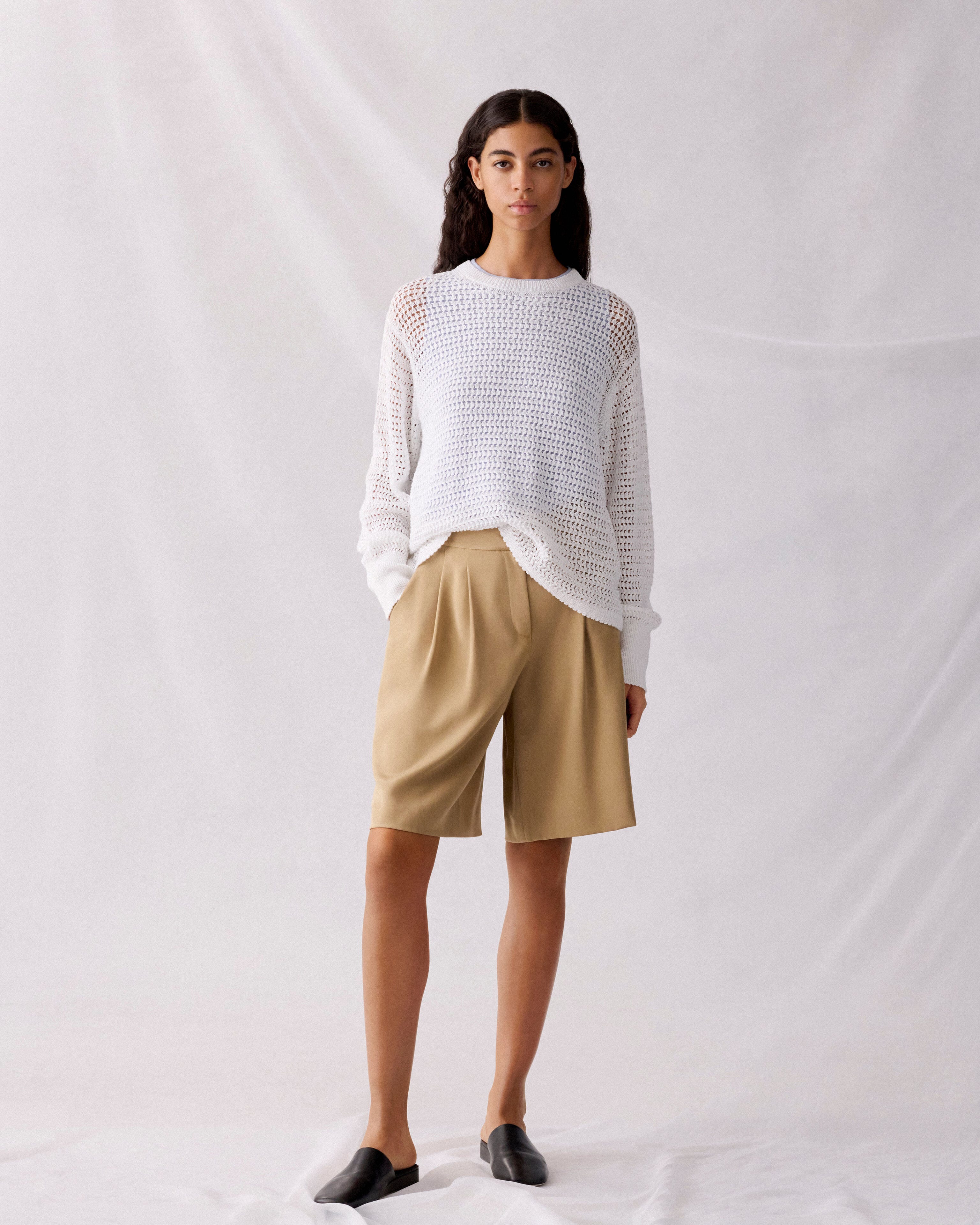 Fine Cotton Rope Open Knit Sweater