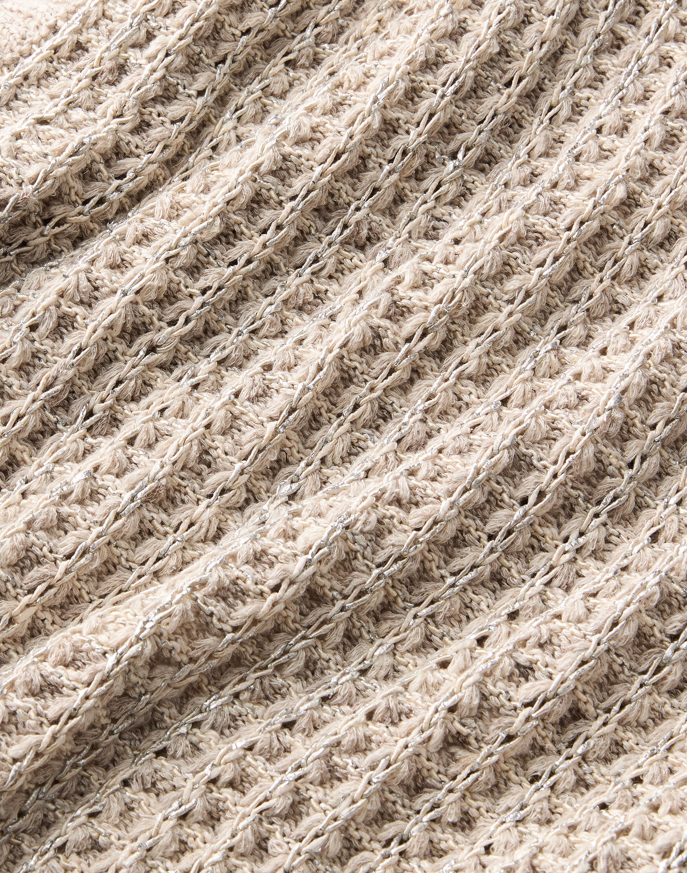 Petite Metallic Flax Linen-Cotton Pointelle Sweater