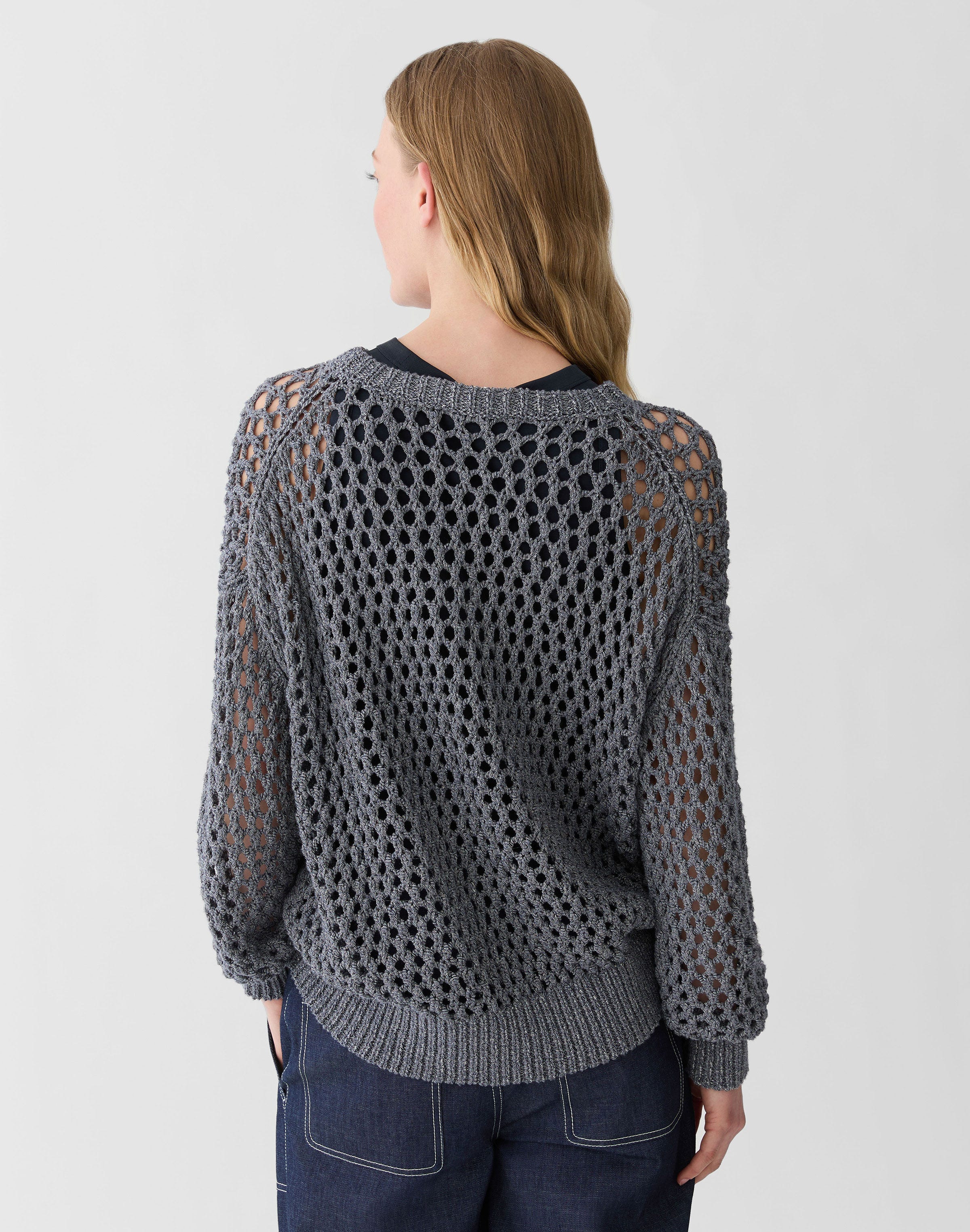 Hand Knit Cotton Open Stitch Sweater