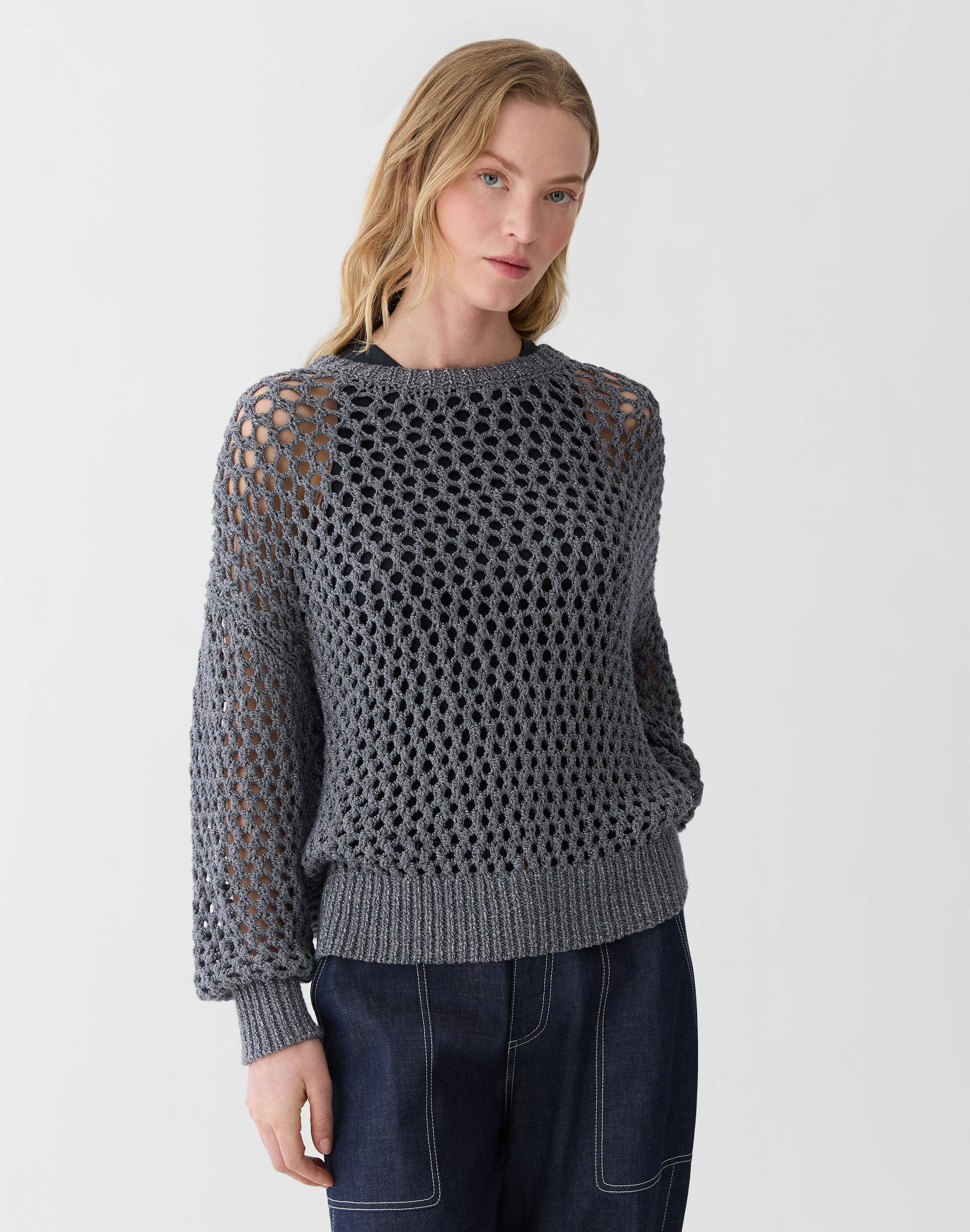 Hand Knit Cotton Open Stitch Sweater