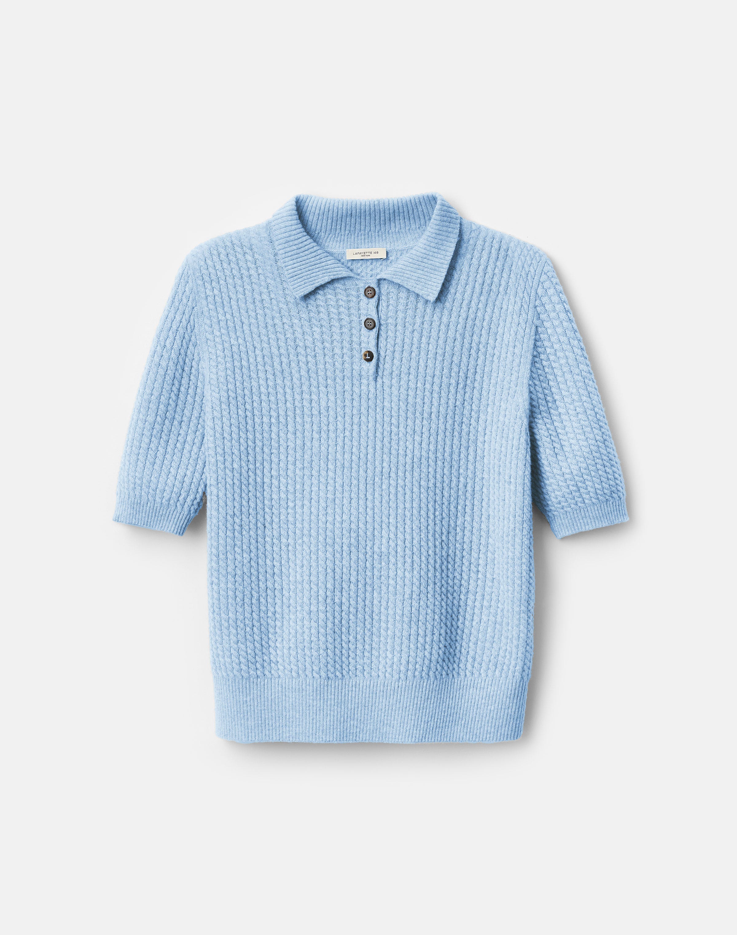 Cashmere Cable Knit Polo T-Shirt