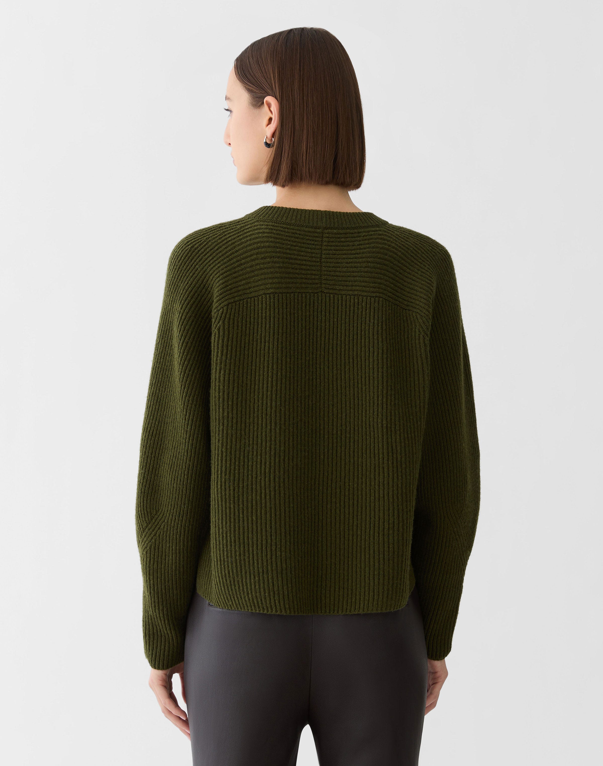Petite Wool-Cashmere Fisherman's Rib Crewneck Sweater