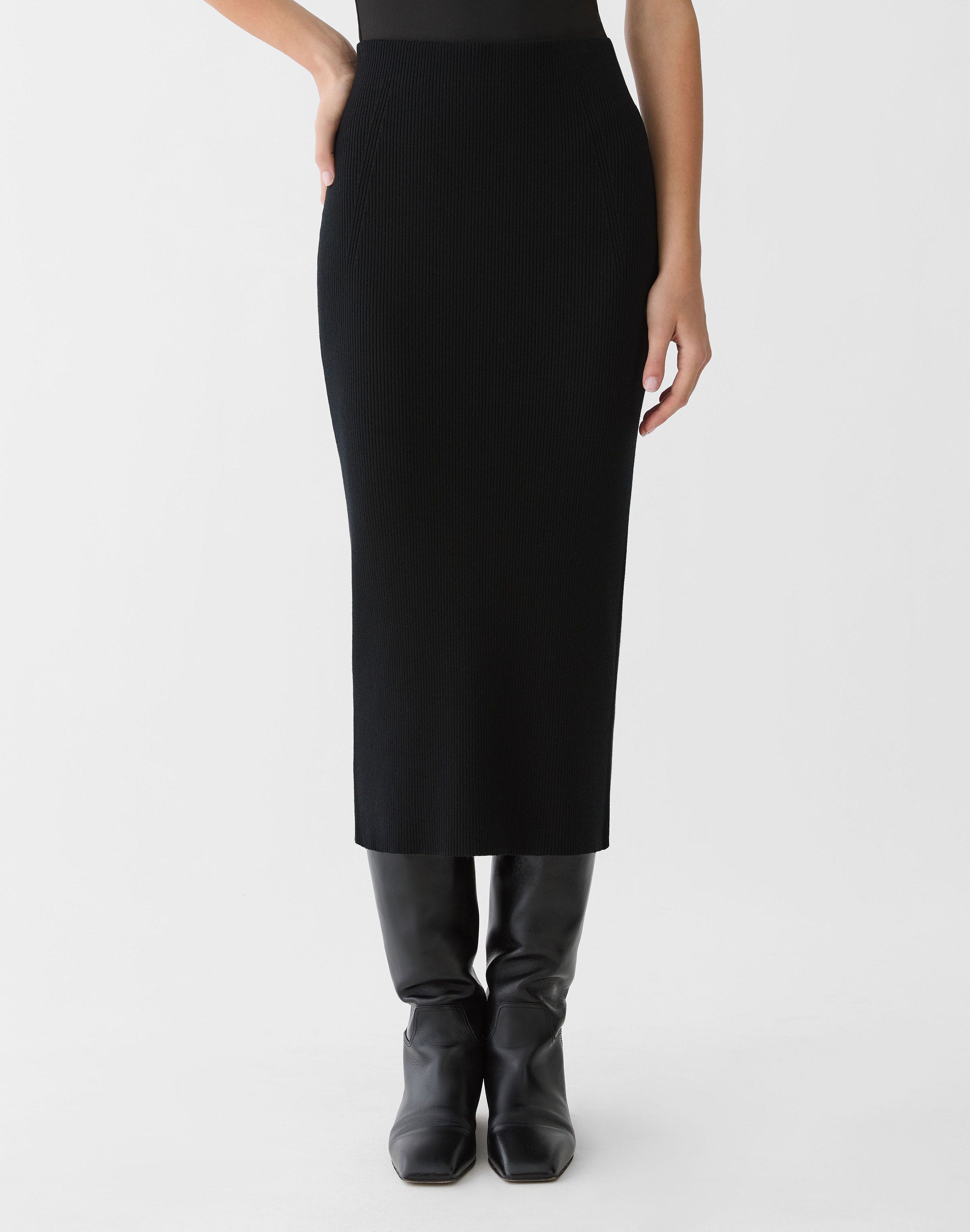 Responsible Matte Crepe Ribbed Knit Skirt