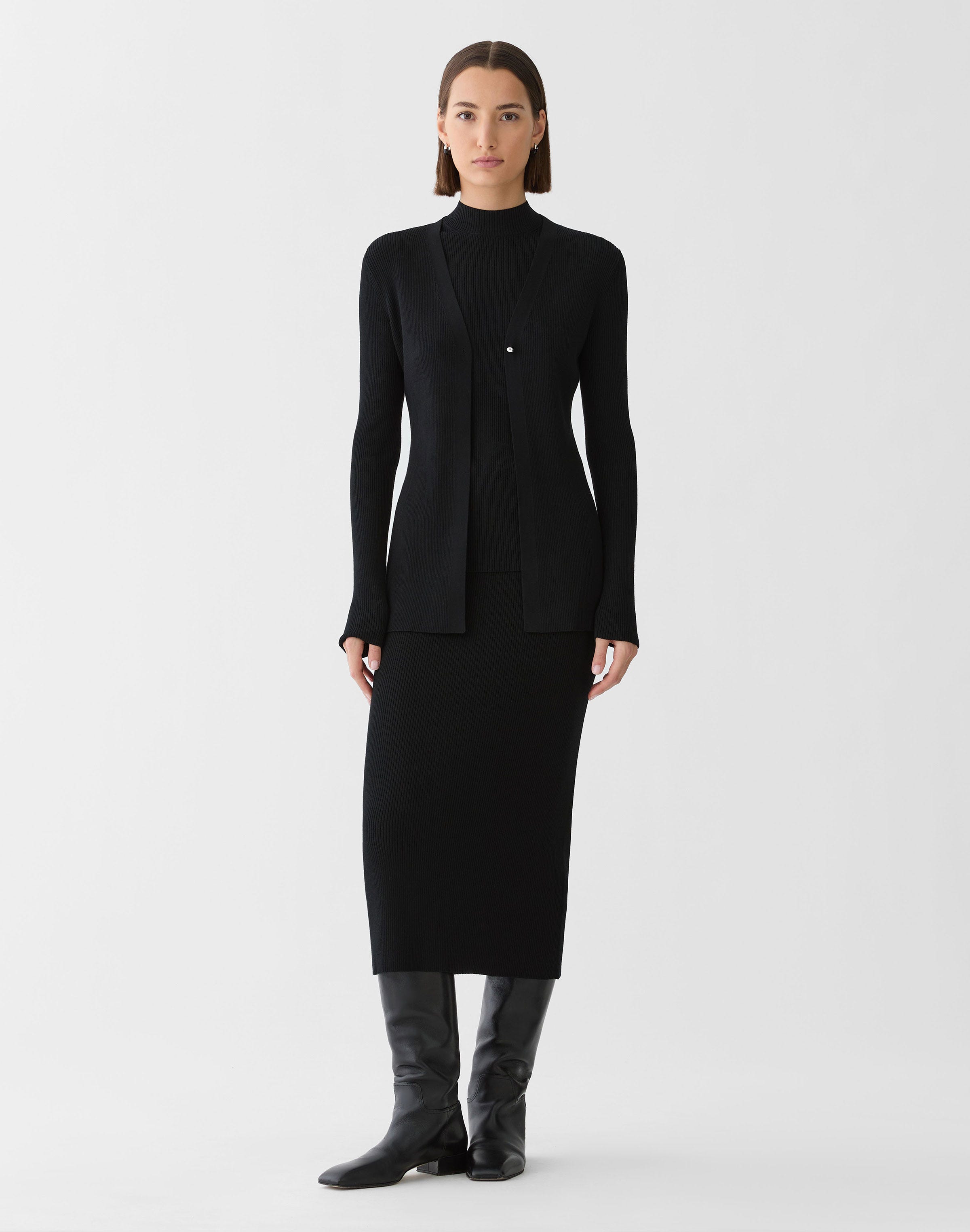 Responsible Matte Crepe Ribbed Knit Skirt