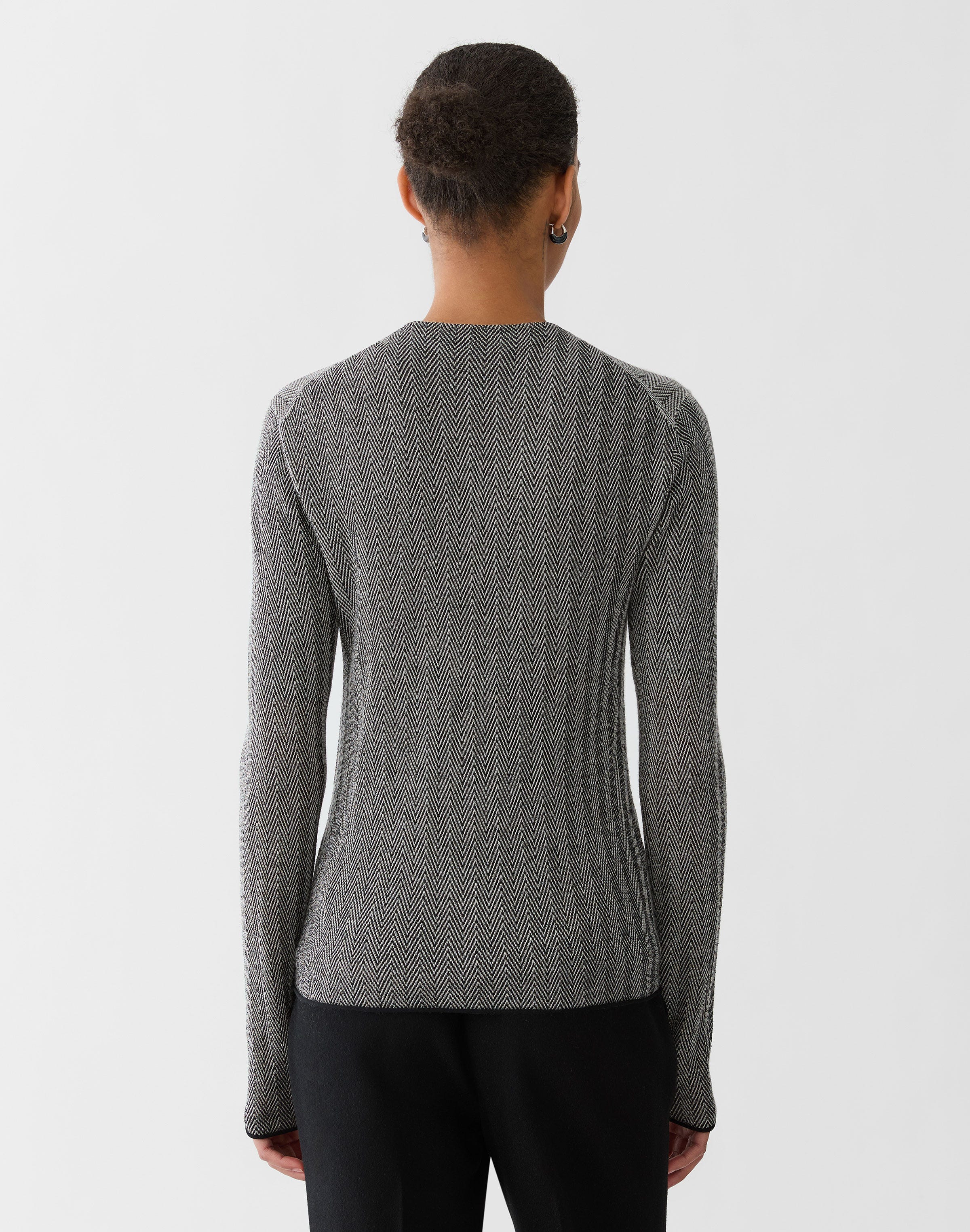 Petite Fine Cashmere Herringbone Jacquard Cardigan
