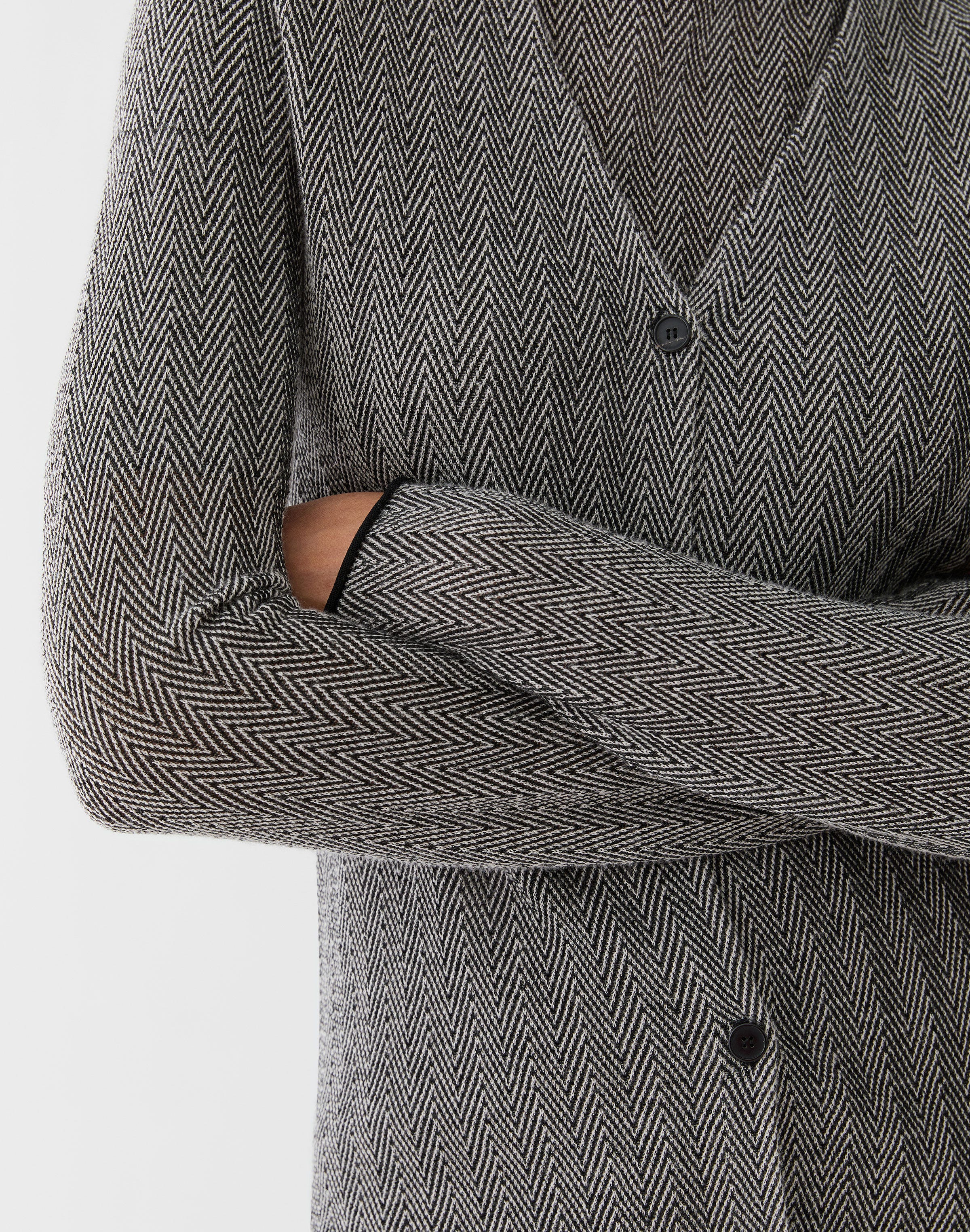 Petite Fine Cashmere Herringbone Jacquard Cardigan