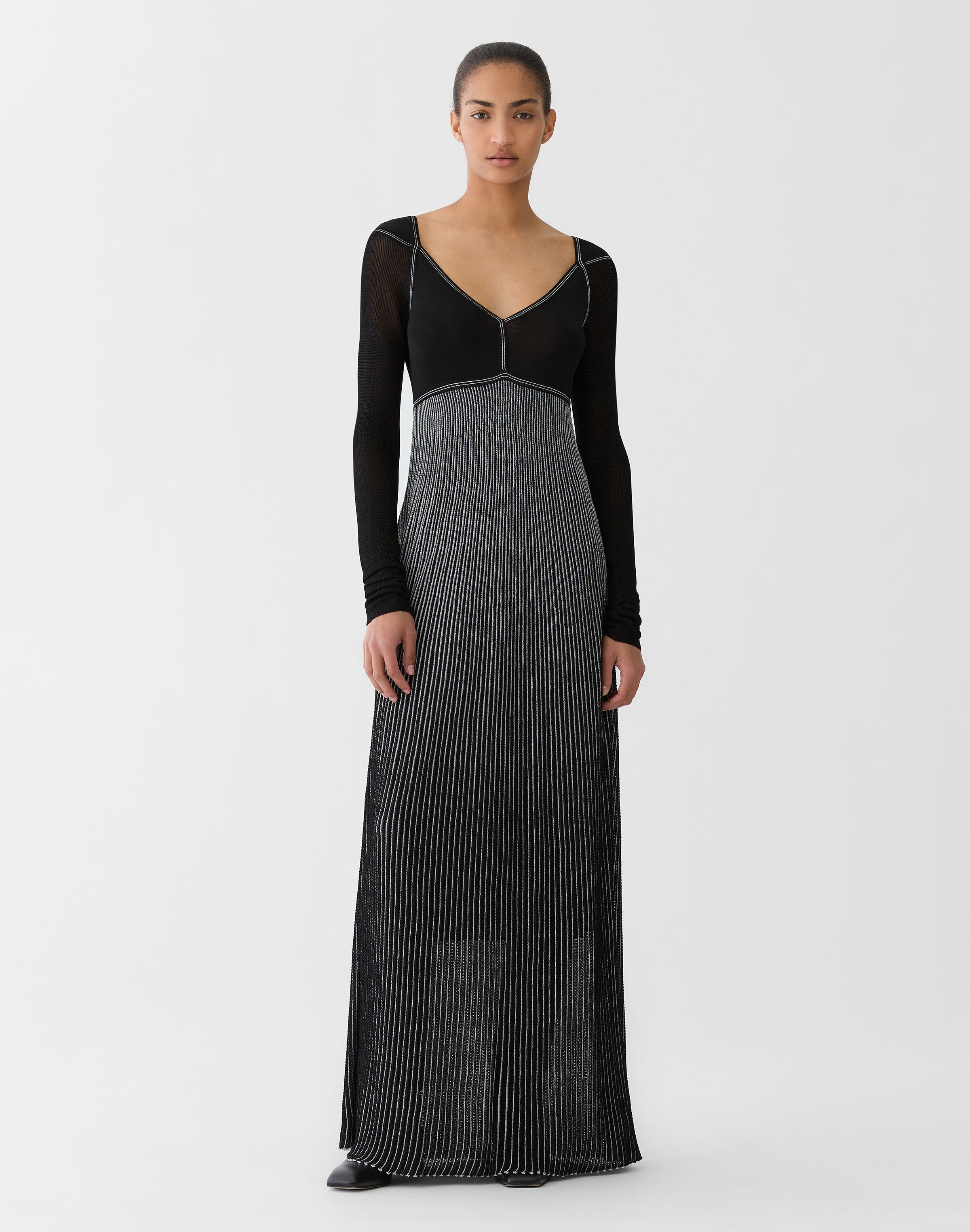 Metallic Shimmer Pointelle Knit Gown