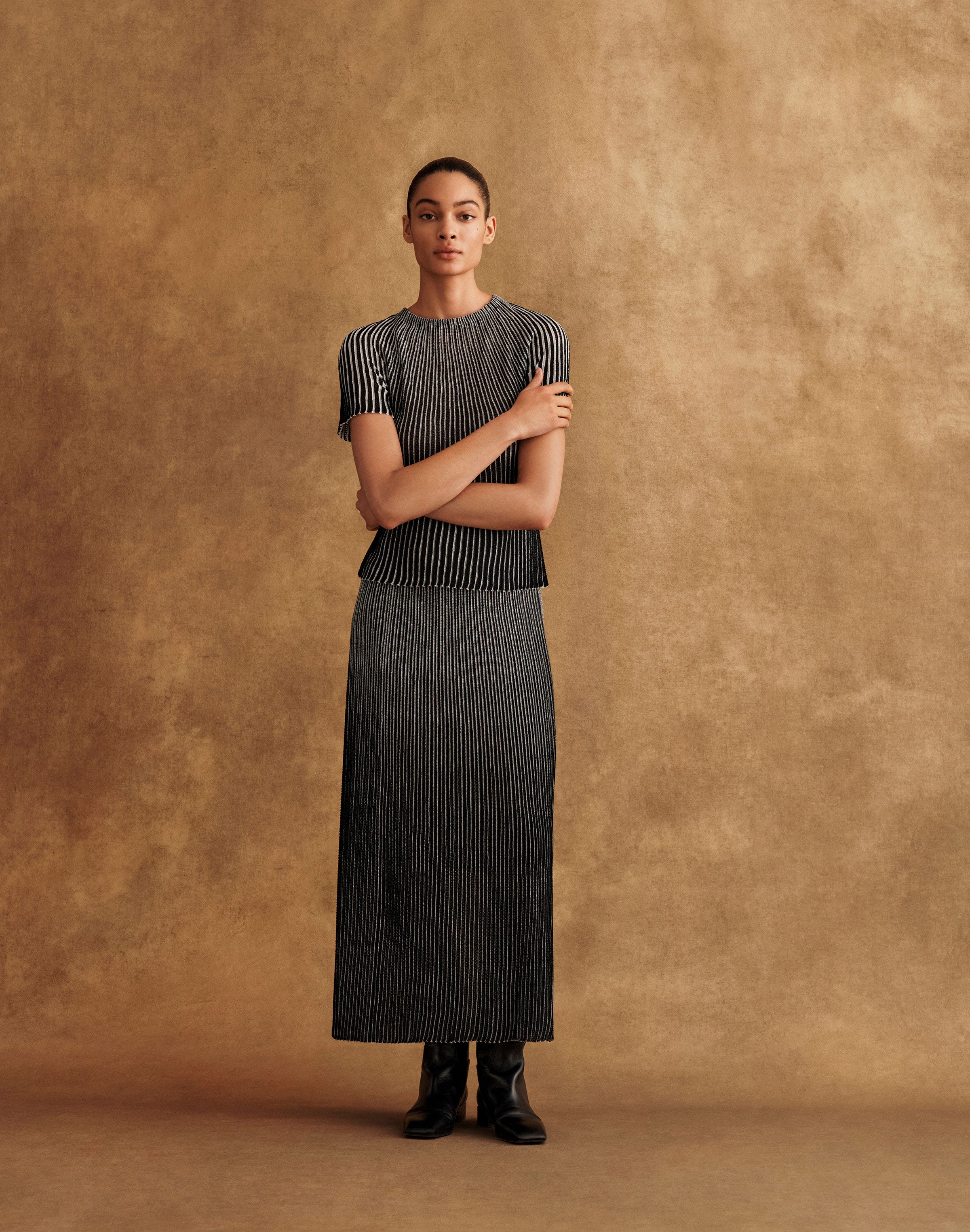 Metallic Shimmer Sweater and Skirt