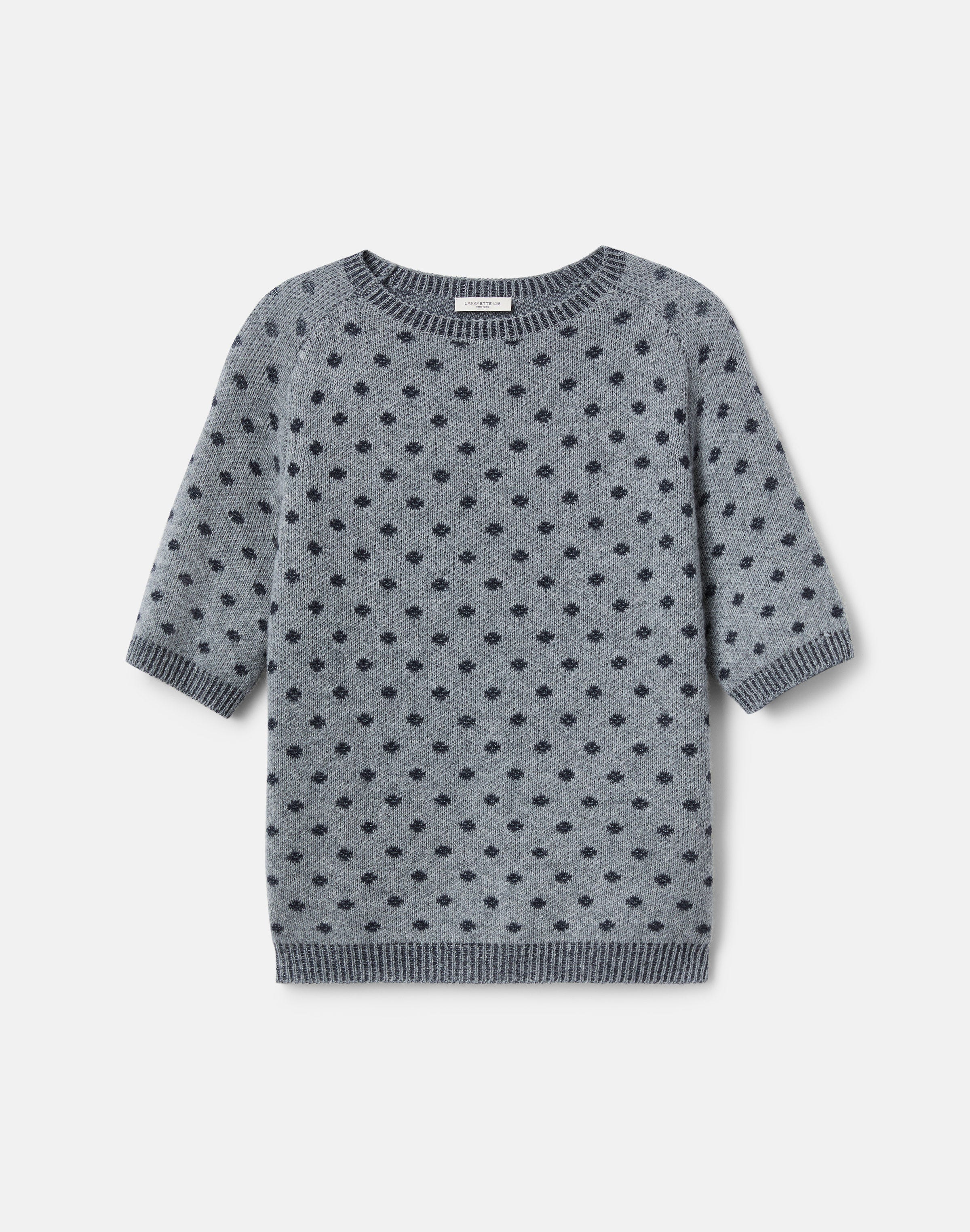 Polka Dot Jacquard Cashmere Short Sleeve Sweater