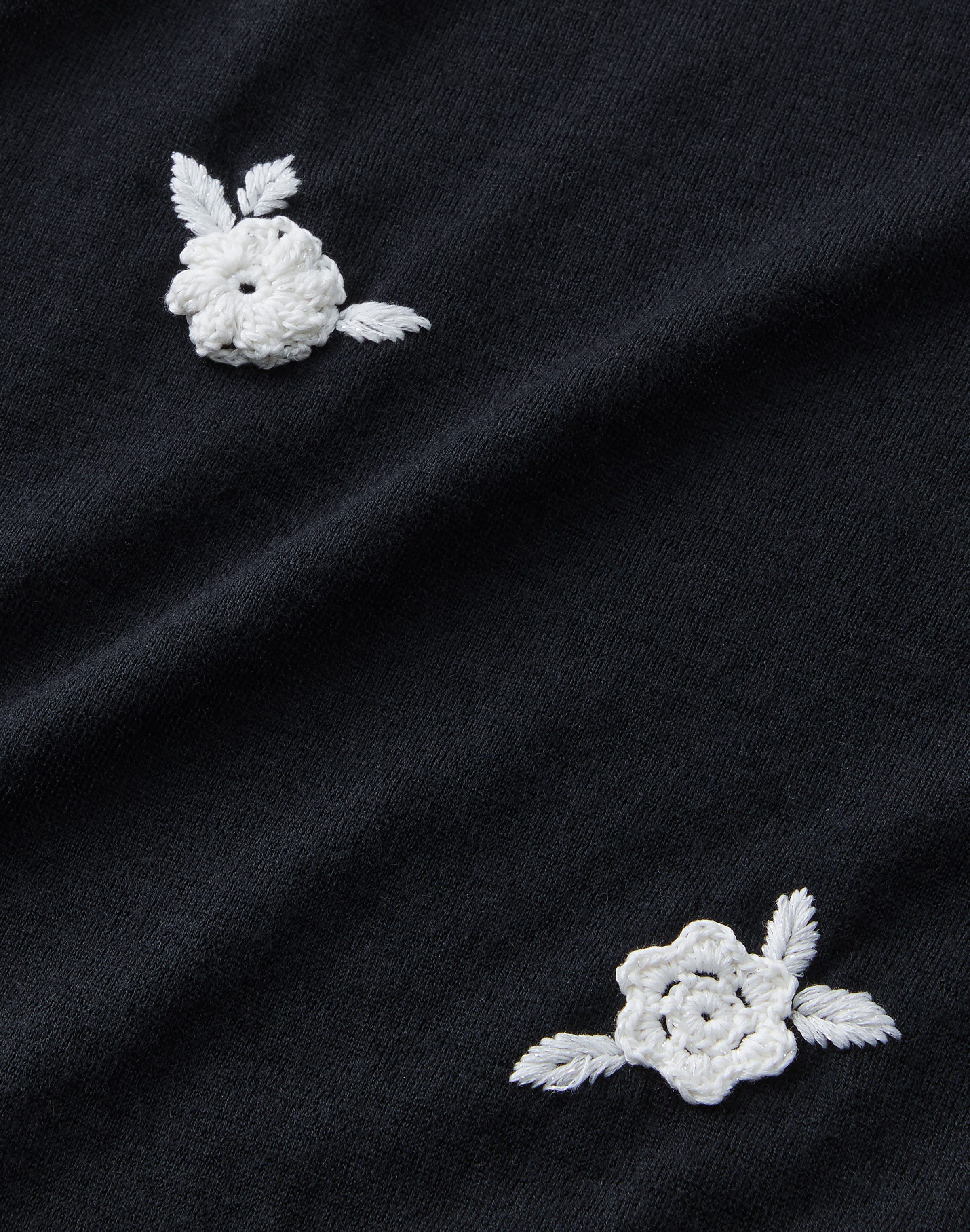 Fine Gauge Cashmere Hand Embellished Rose Cardigan
