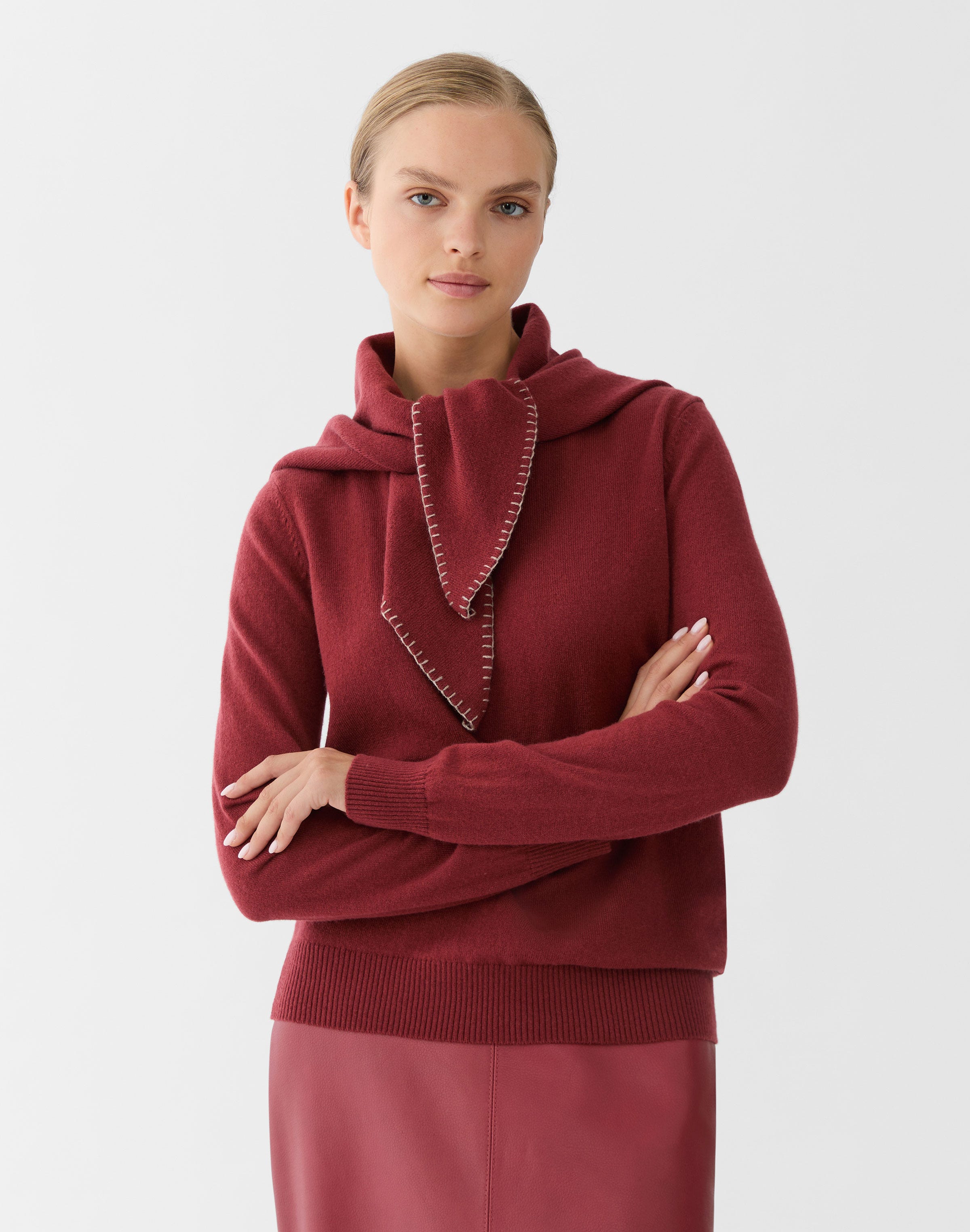 Cashmere Detachable Scarf Sweater
