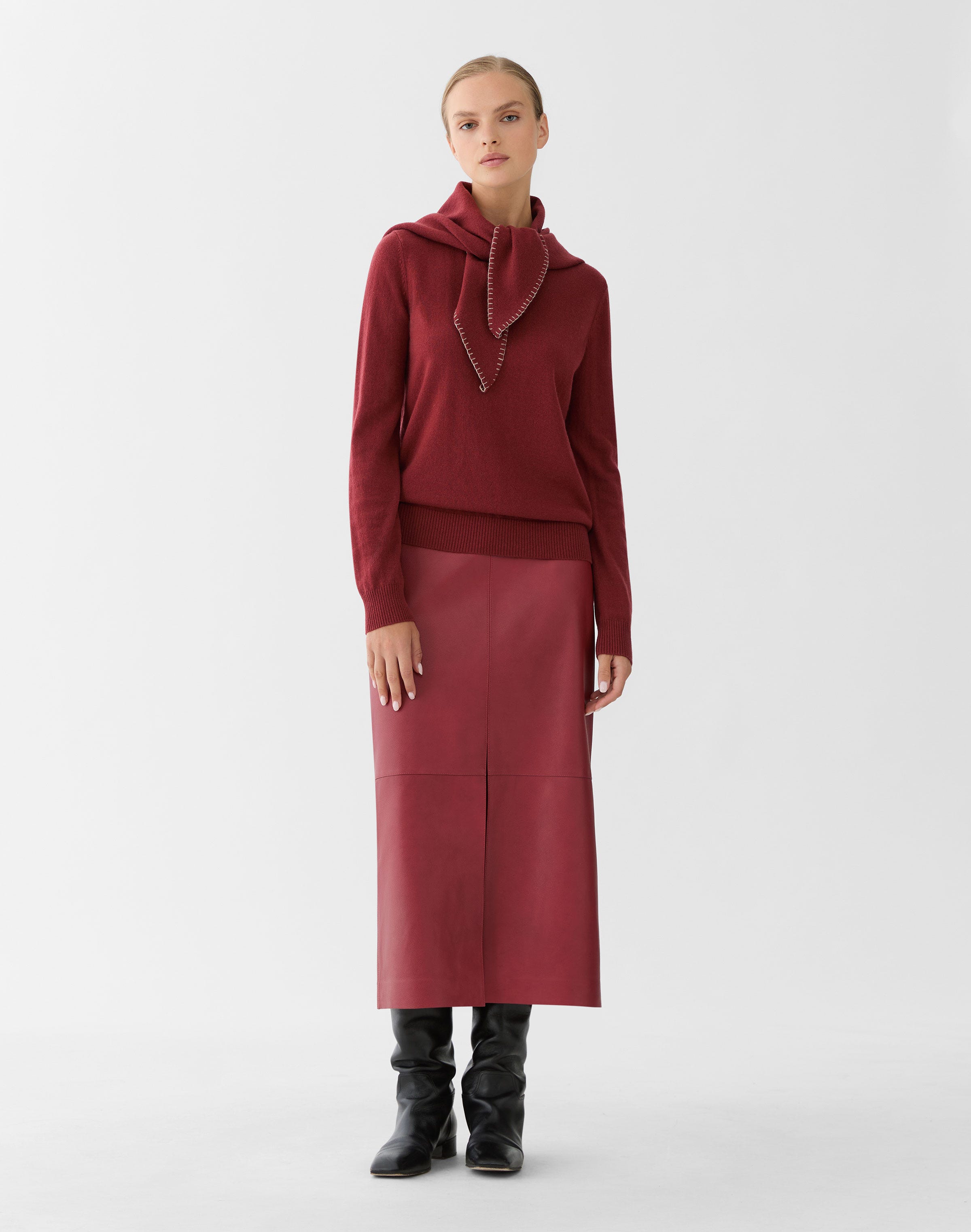 Cashmere Detachable Scarf Sweater