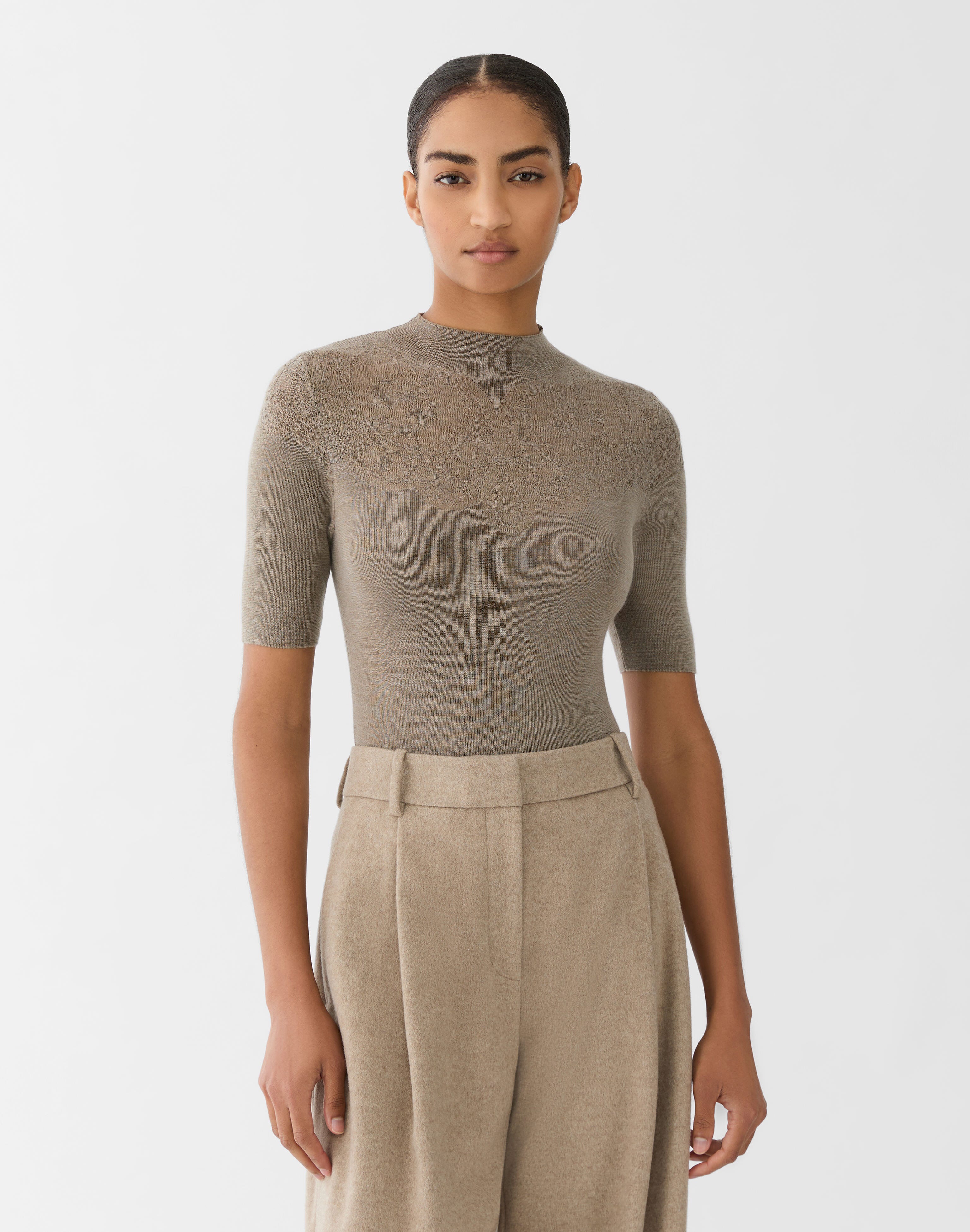 Superfine Merino Wool Ribbed Illusion Sweater